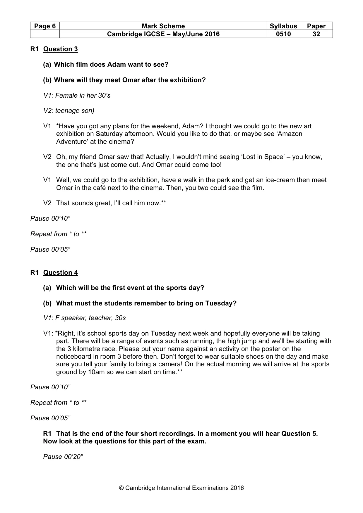 Mark scheme, page 6 of 11