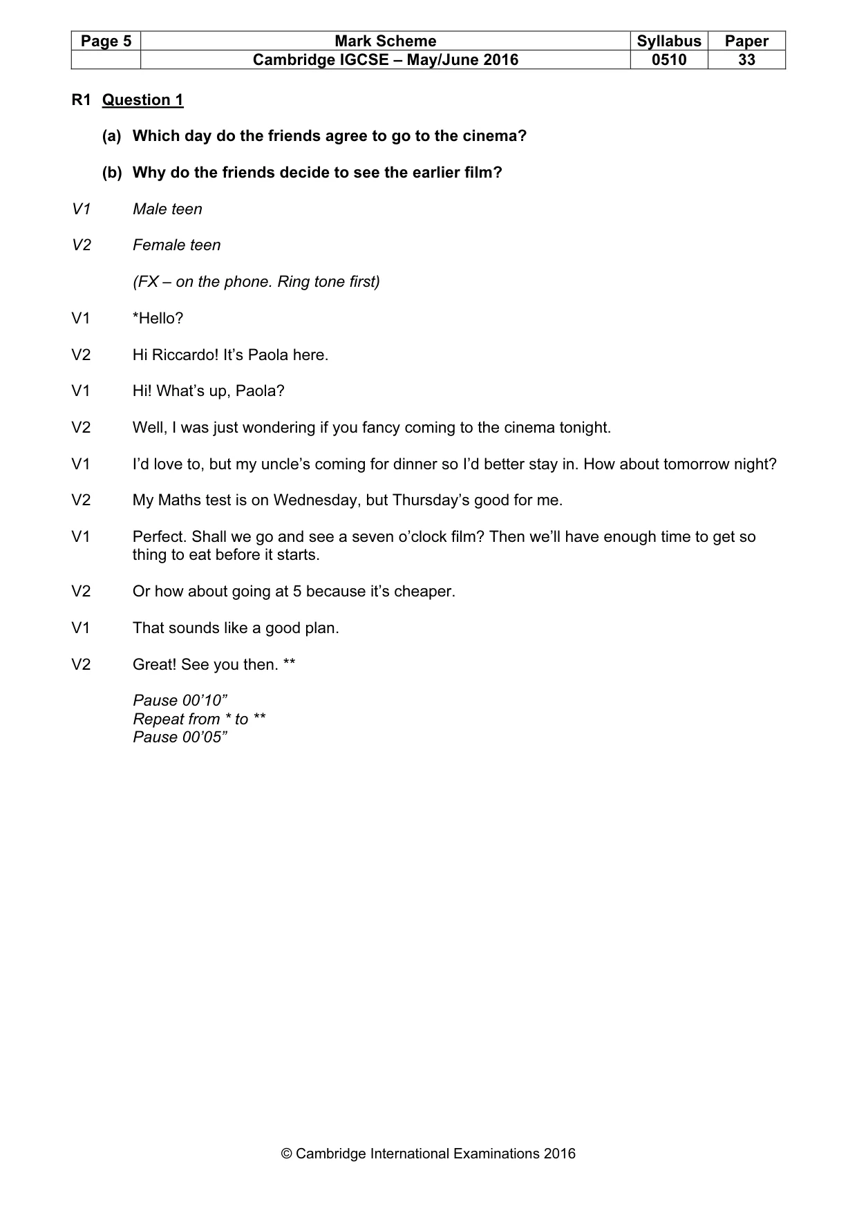 Mark scheme, page 5 of 12