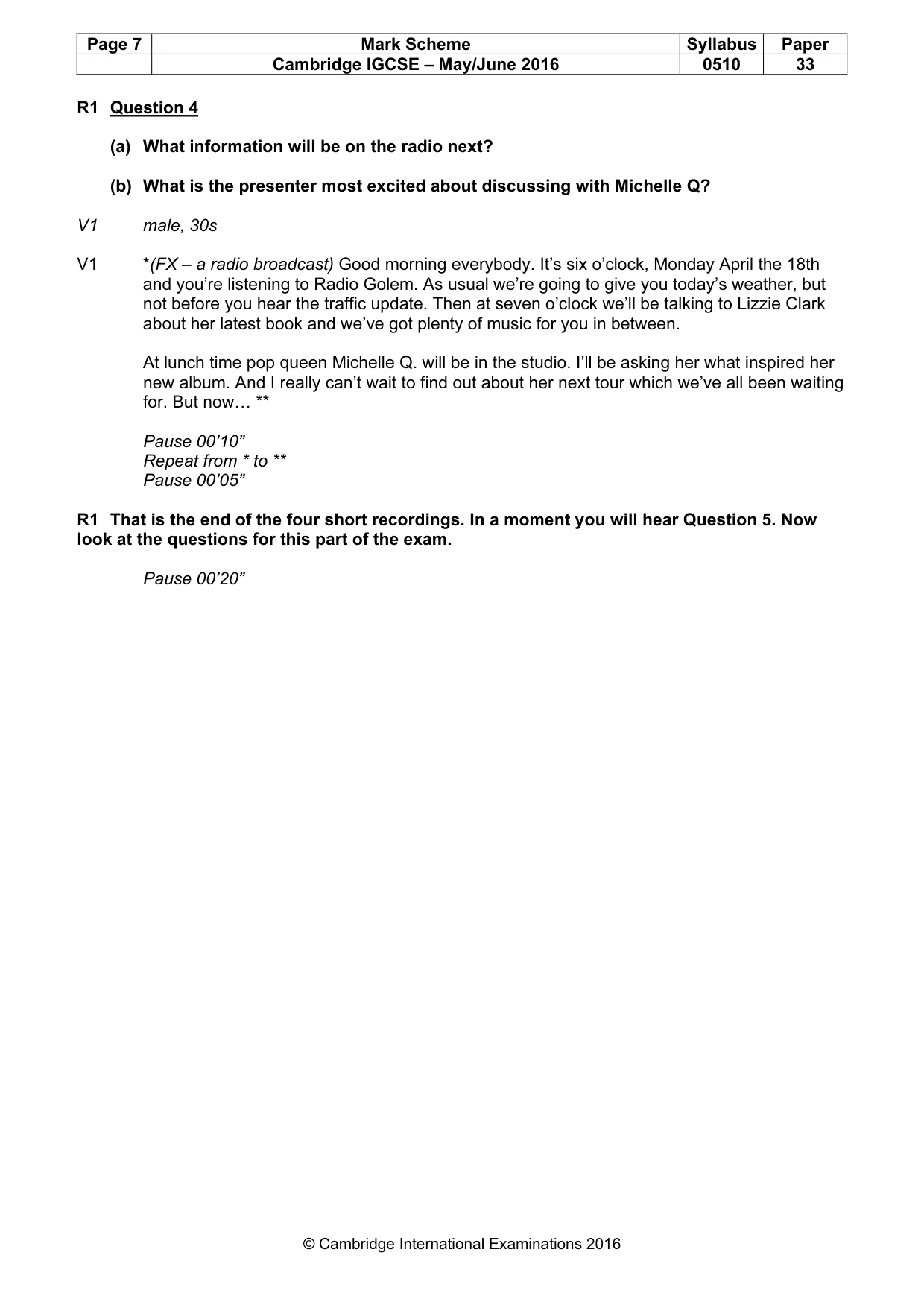 Mark scheme, page 7 of 12