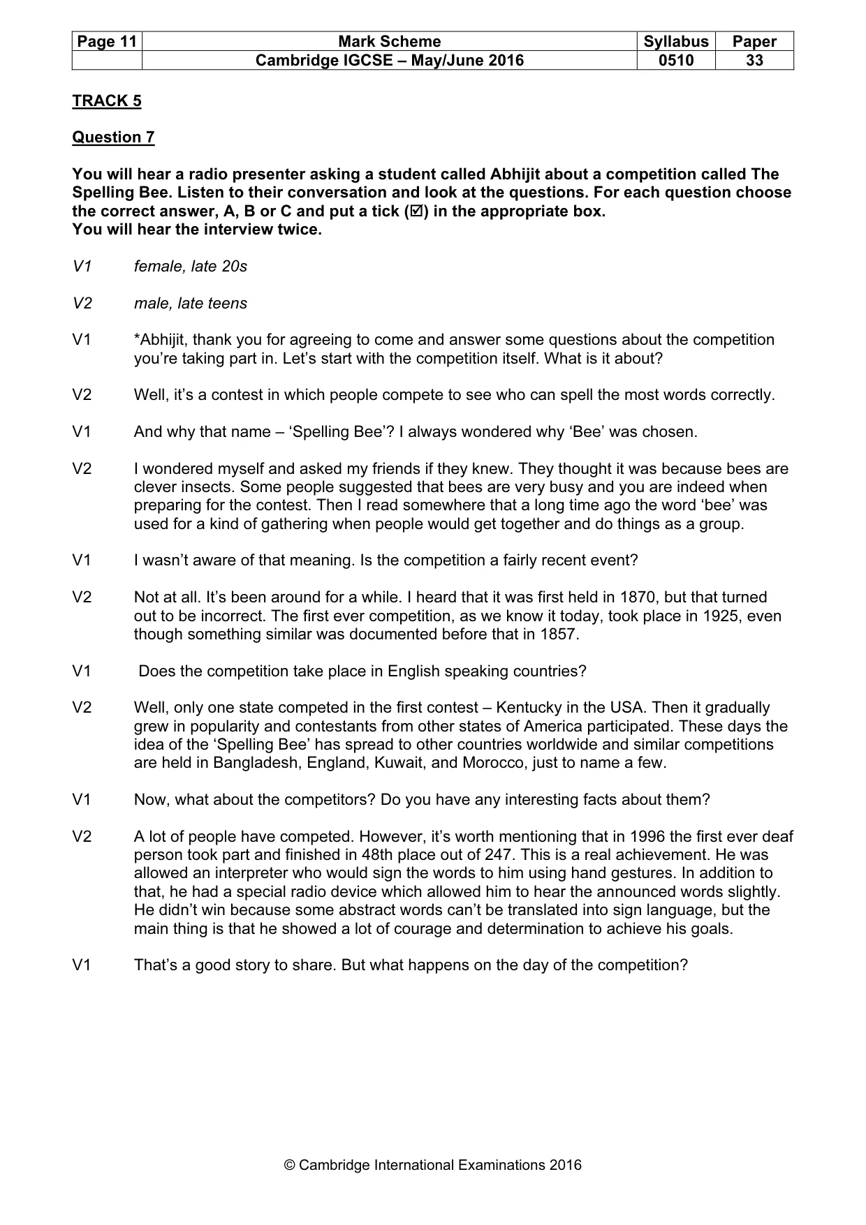 Mark scheme, page 11 of 12