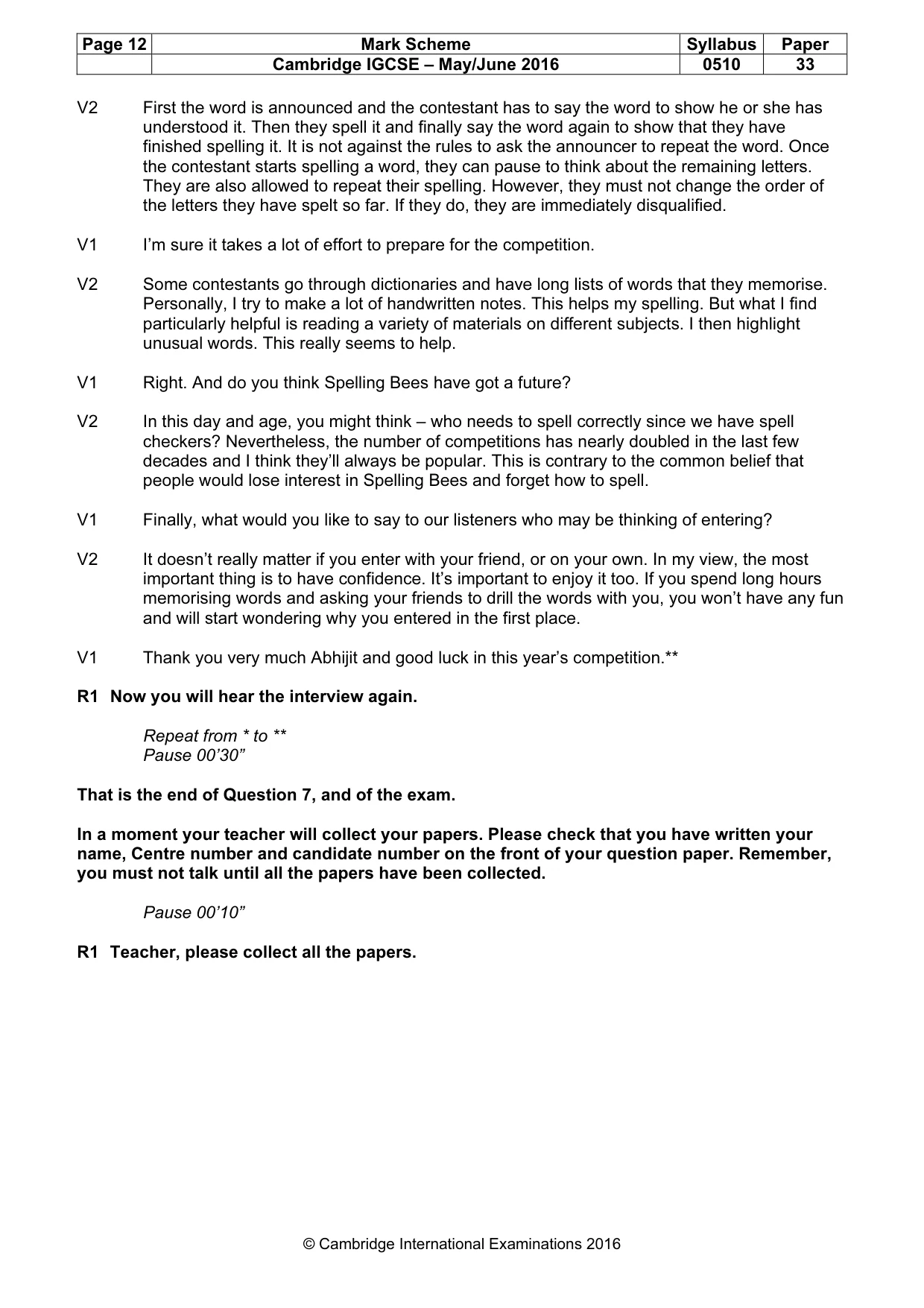 Mark scheme, page 12 of 12