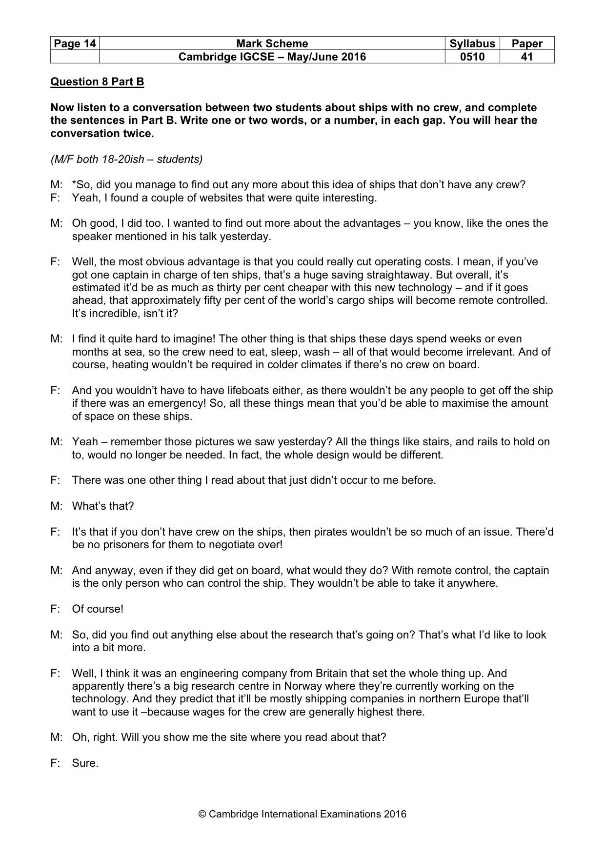 Mark scheme, page 14 of 15