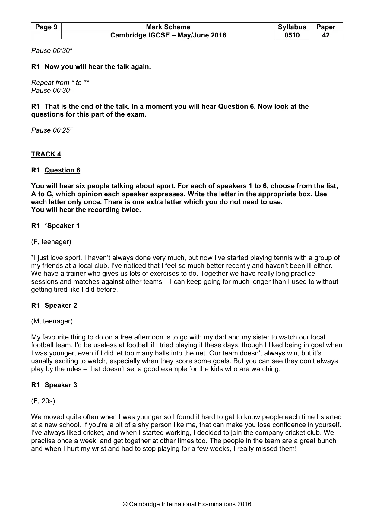 Mark scheme, page 9 of 14