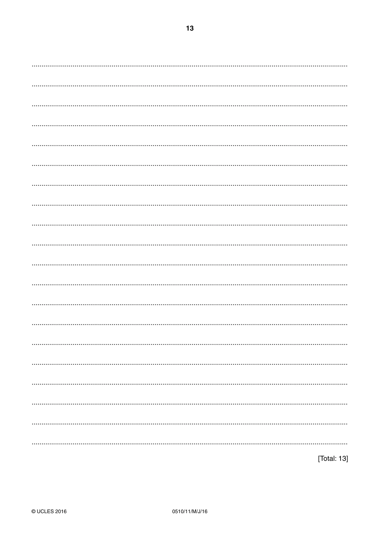 Cambridge IGCSE English - Second Language (oral endorsement) 0510 2016 May/June Paper 1 · Variant 1 question paper, page 13 of 16
