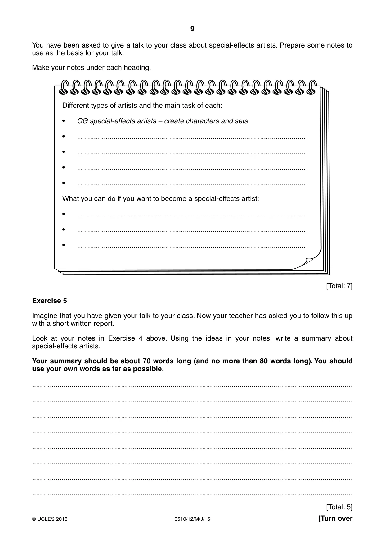 Cambridge IGCSE English - Second Language (oral endorsement) 0510 2016 May/June Paper 1 · Variant 2 question paper, page 9 of 16