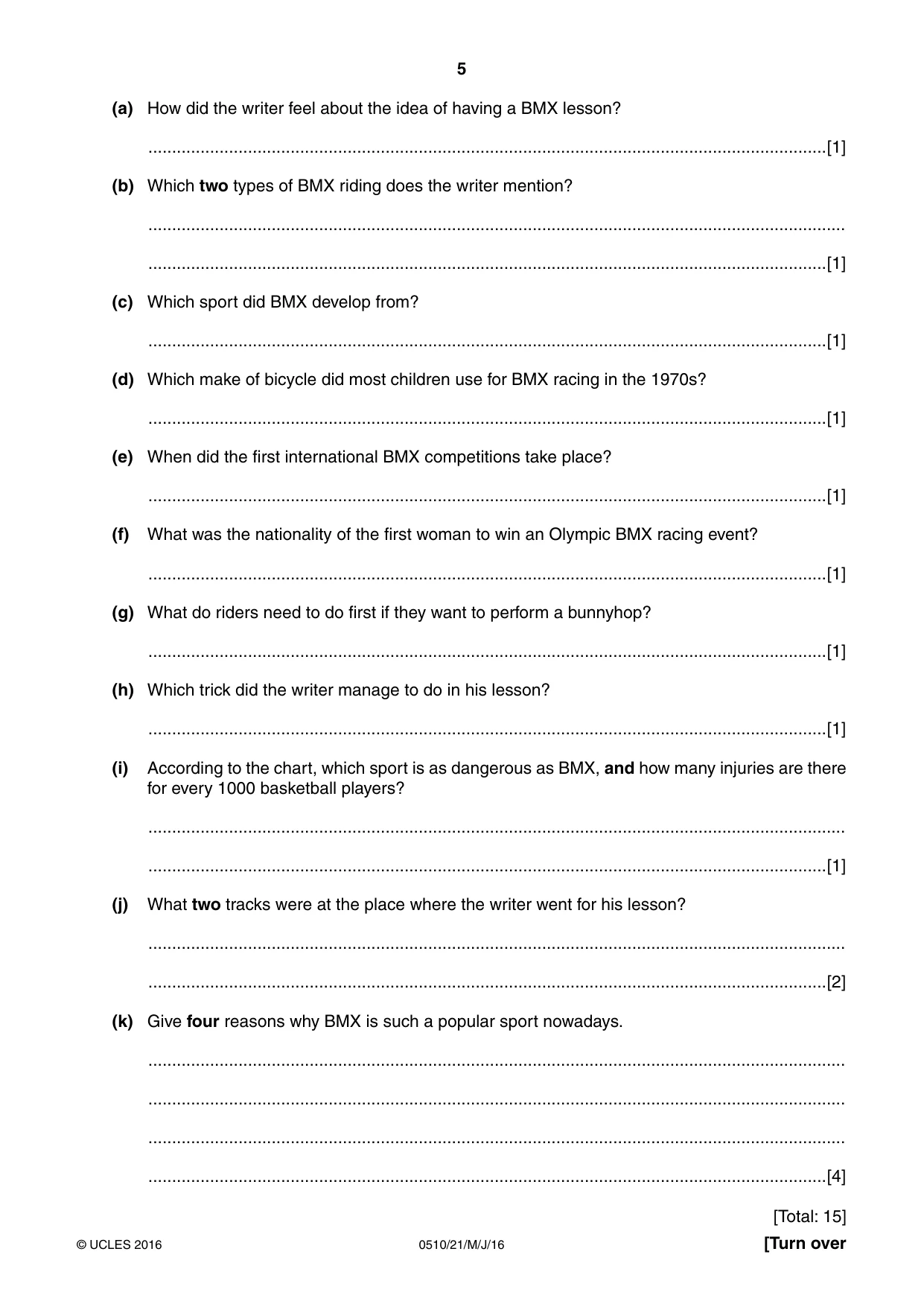 Cambridge IGCSE English - Second Language (oral endorsement) 0510 2016 May/June Paper 2 · Variant 1 question paper, page 5 of 16