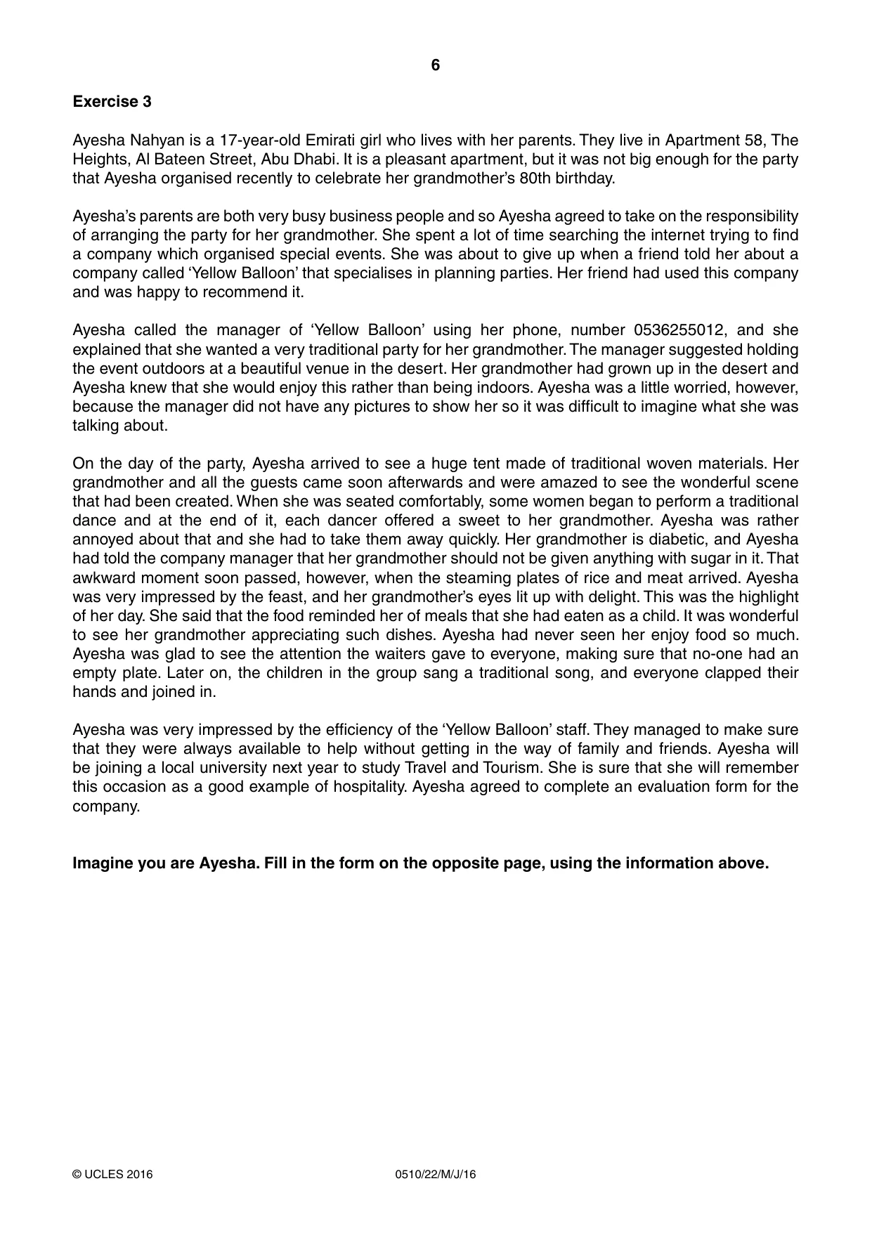 Cambridge IGCSE English - Second Language (oral endorsement) 0510 2016 May/June Paper 2 · Variant 2 question paper, page 6 of 16