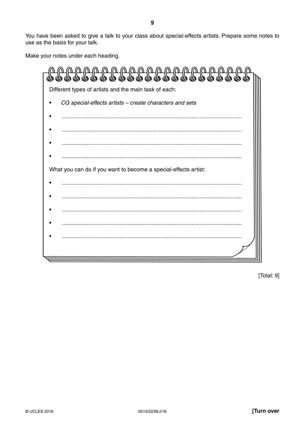 Cambridge IGCSE English - Second Language (oral endorsement) 0510 2016 May/June Paper 2 · Variant 2 question paper, page 9 of 16