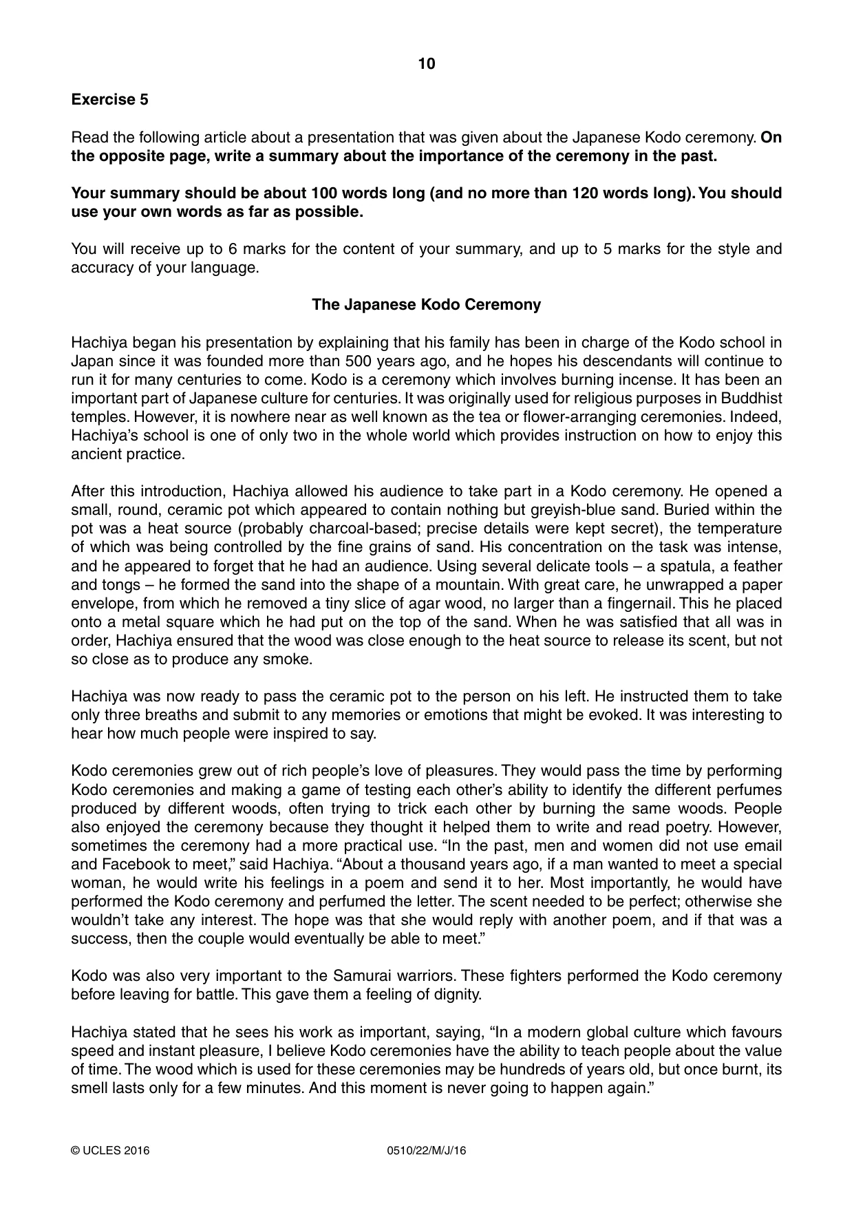 Cambridge IGCSE English - Second Language (oral endorsement) 0510 2016 May/June Paper 2 · Variant 2 question paper, page 10 of 16