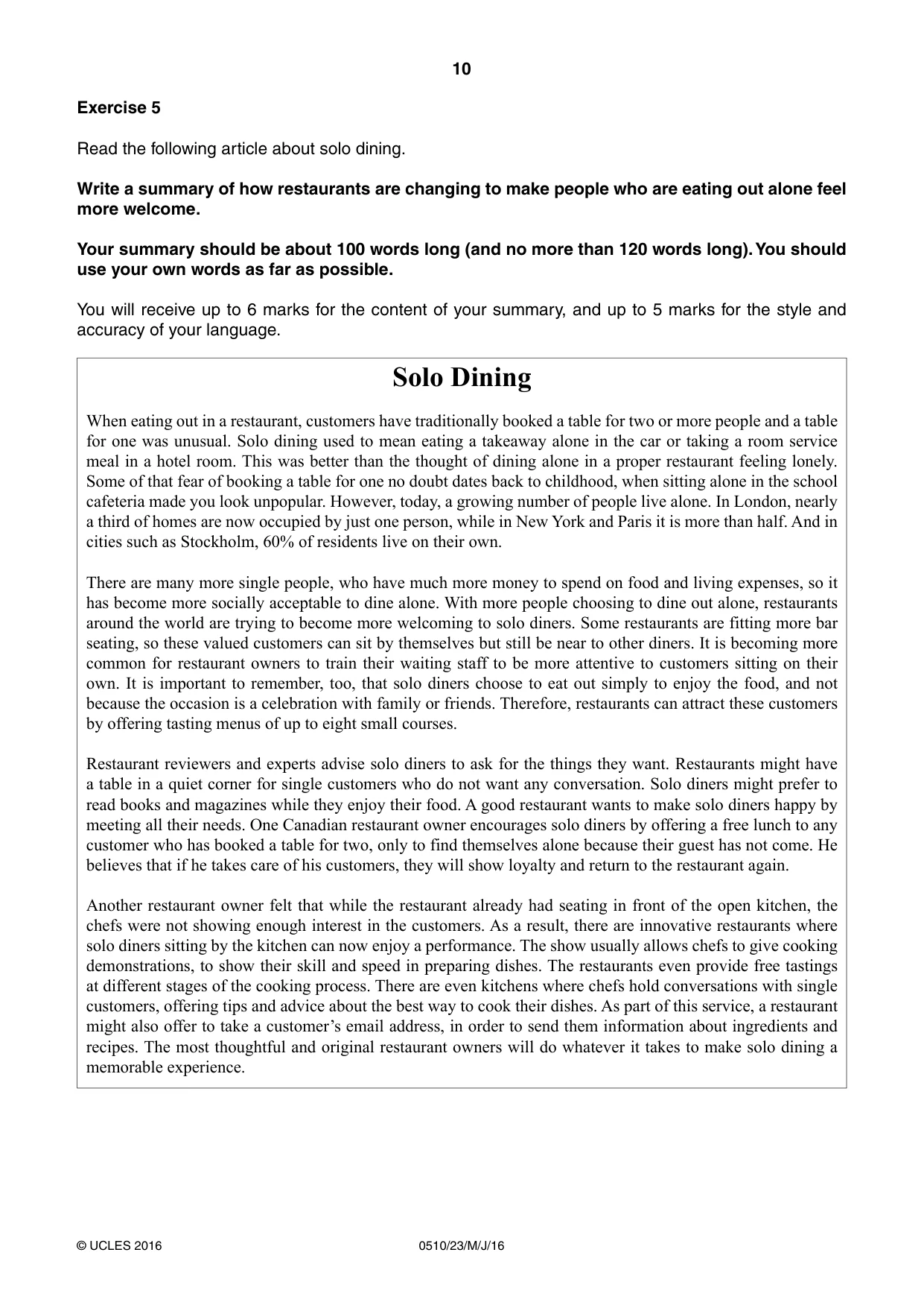 Cambridge IGCSE English - Second Language (oral endorsement) 0510 2016 May/June Paper 2 · Variant 3 question paper, page 10 of 16