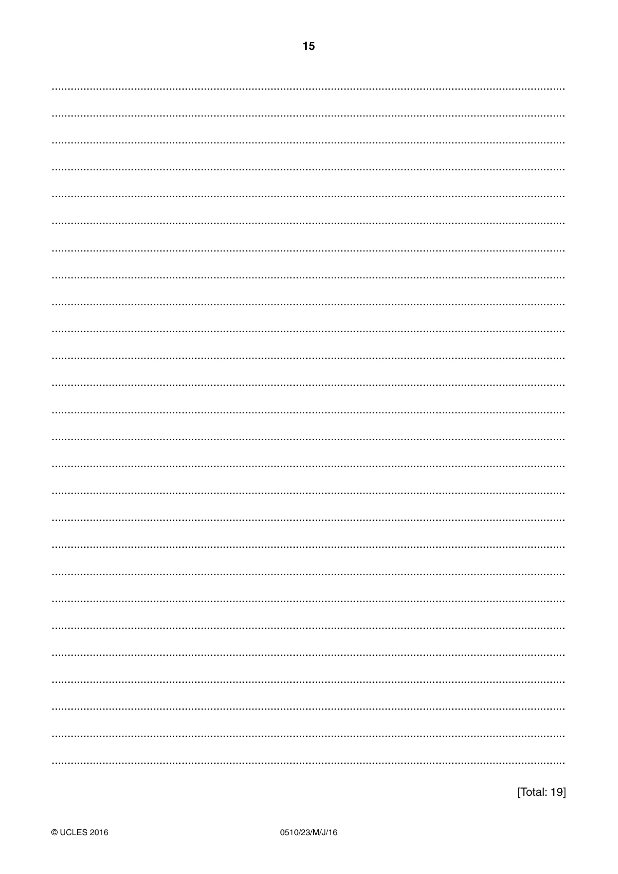 Cambridge IGCSE English - Second Language (oral endorsement) 0510 2016 May/June Paper 2 · Variant 3 question paper, page 15 of 16