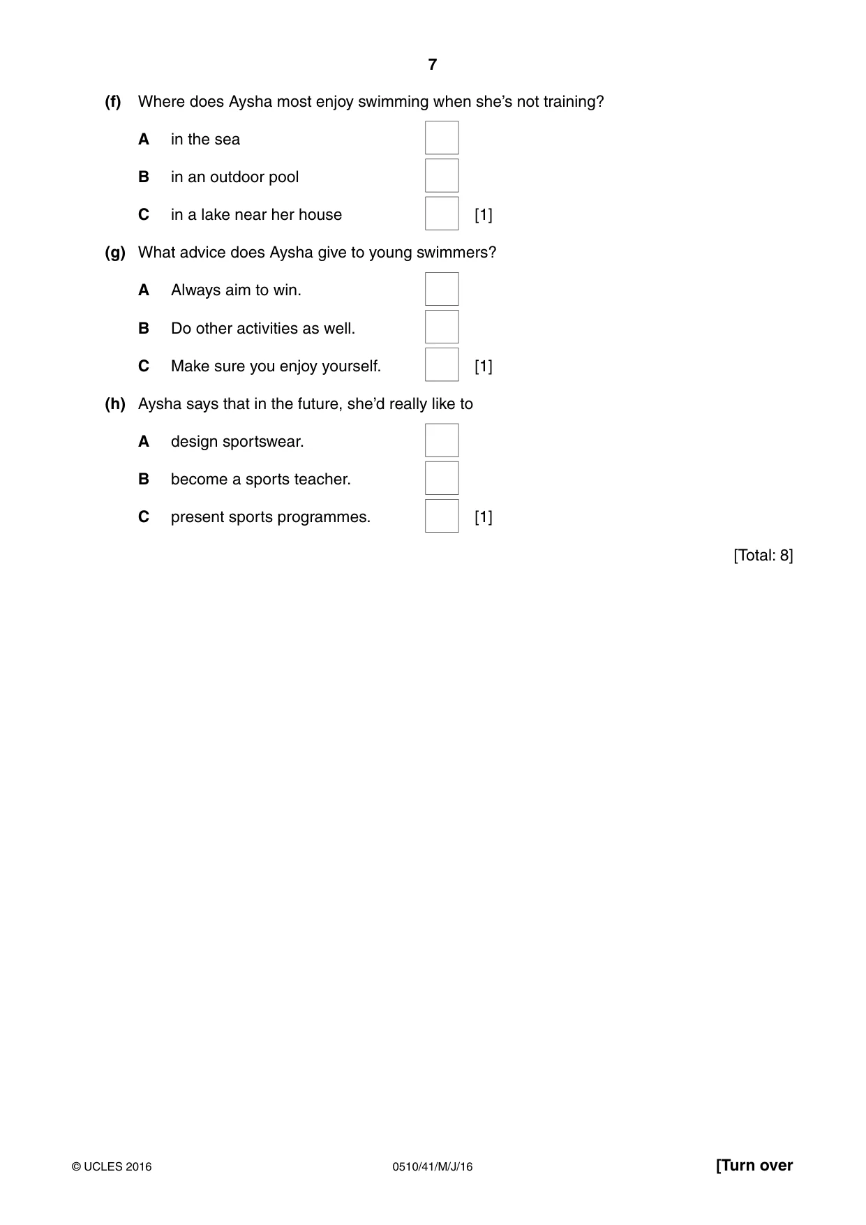 Cambridge IGCSE English - Second Language (oral endorsement) 0510 2016 May/June Paper 4 · Variant 1 question paper, page 7 of 12