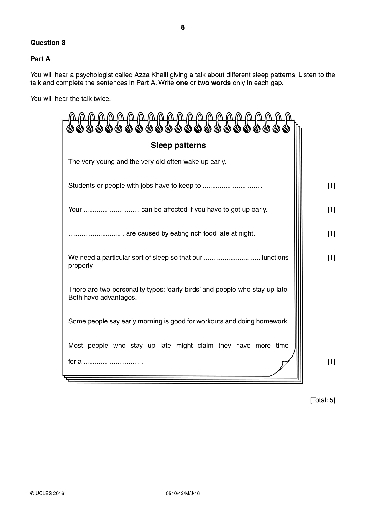 Cambridge IGCSE English - Second Language (oral endorsement) 0510 2016 May/June Paper 4 · Variant 2 question paper, page 8 of 12