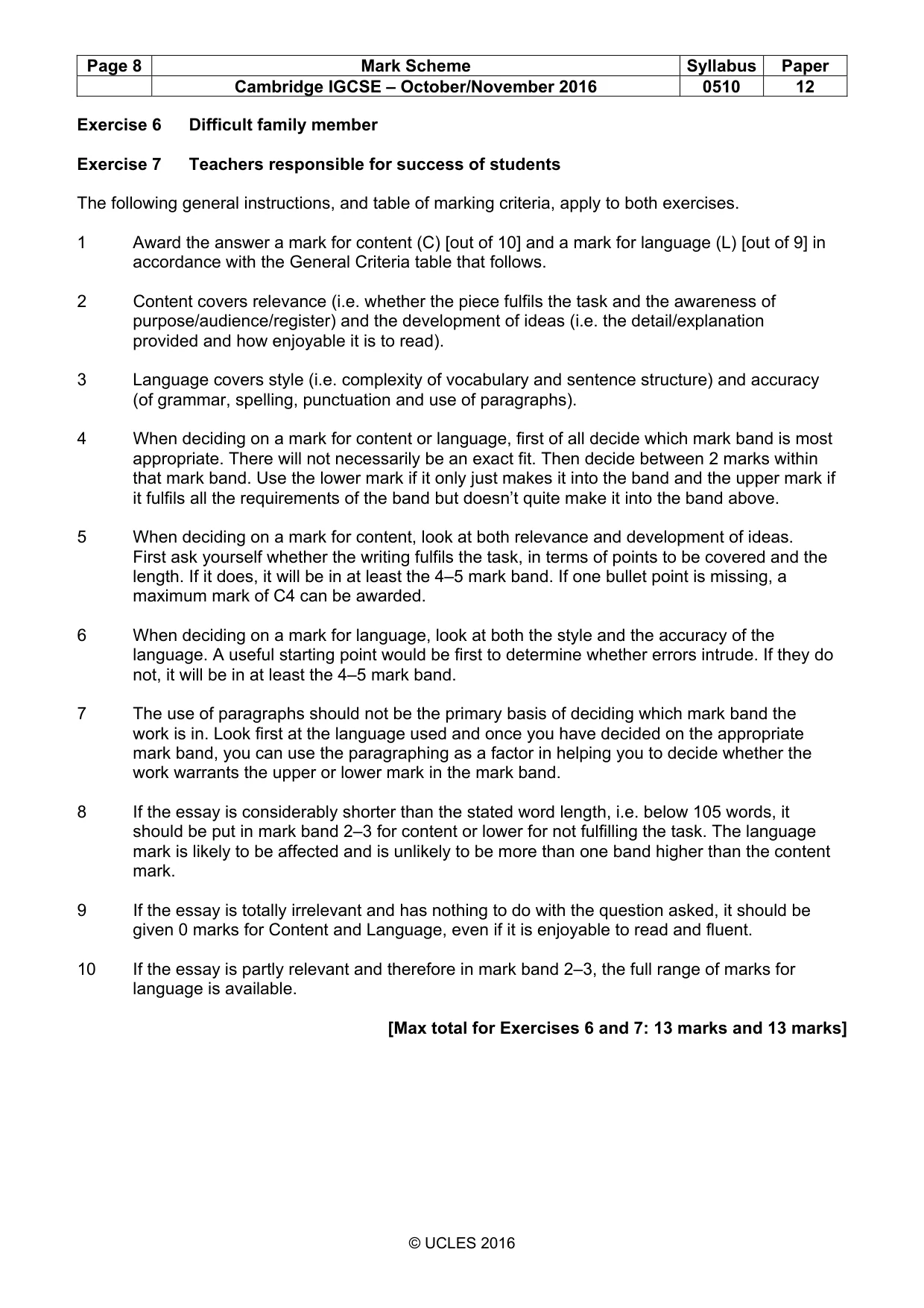 Mark scheme, page 8 of 10