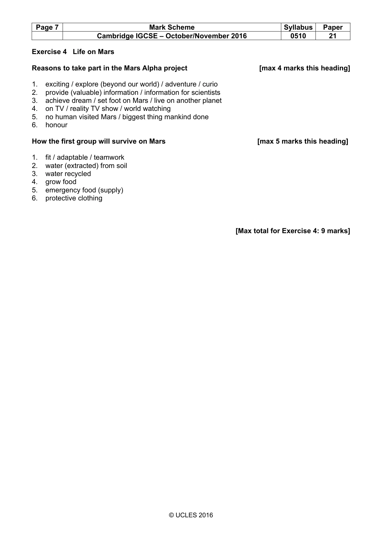 Mark scheme, page 7 of 12