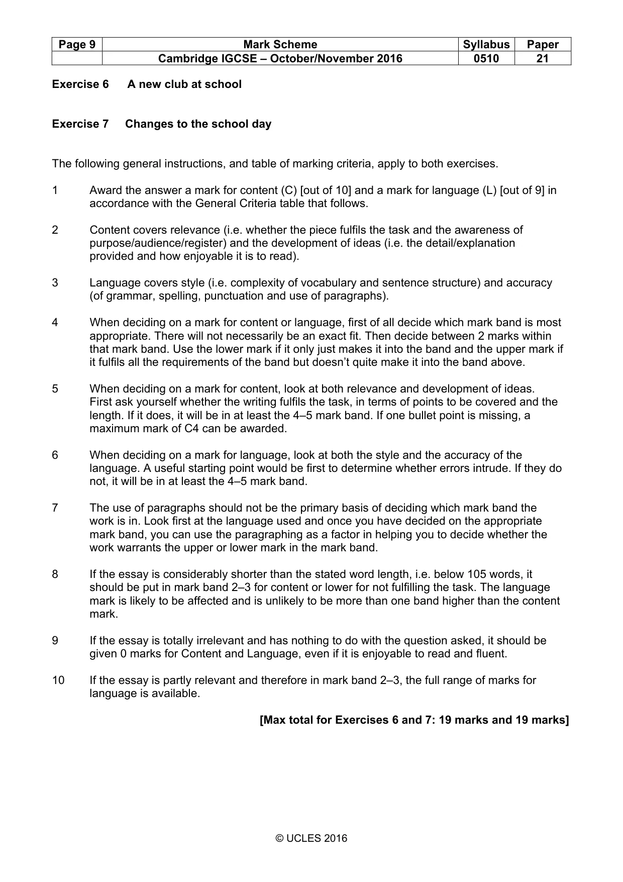 Mark scheme, page 9 of 12