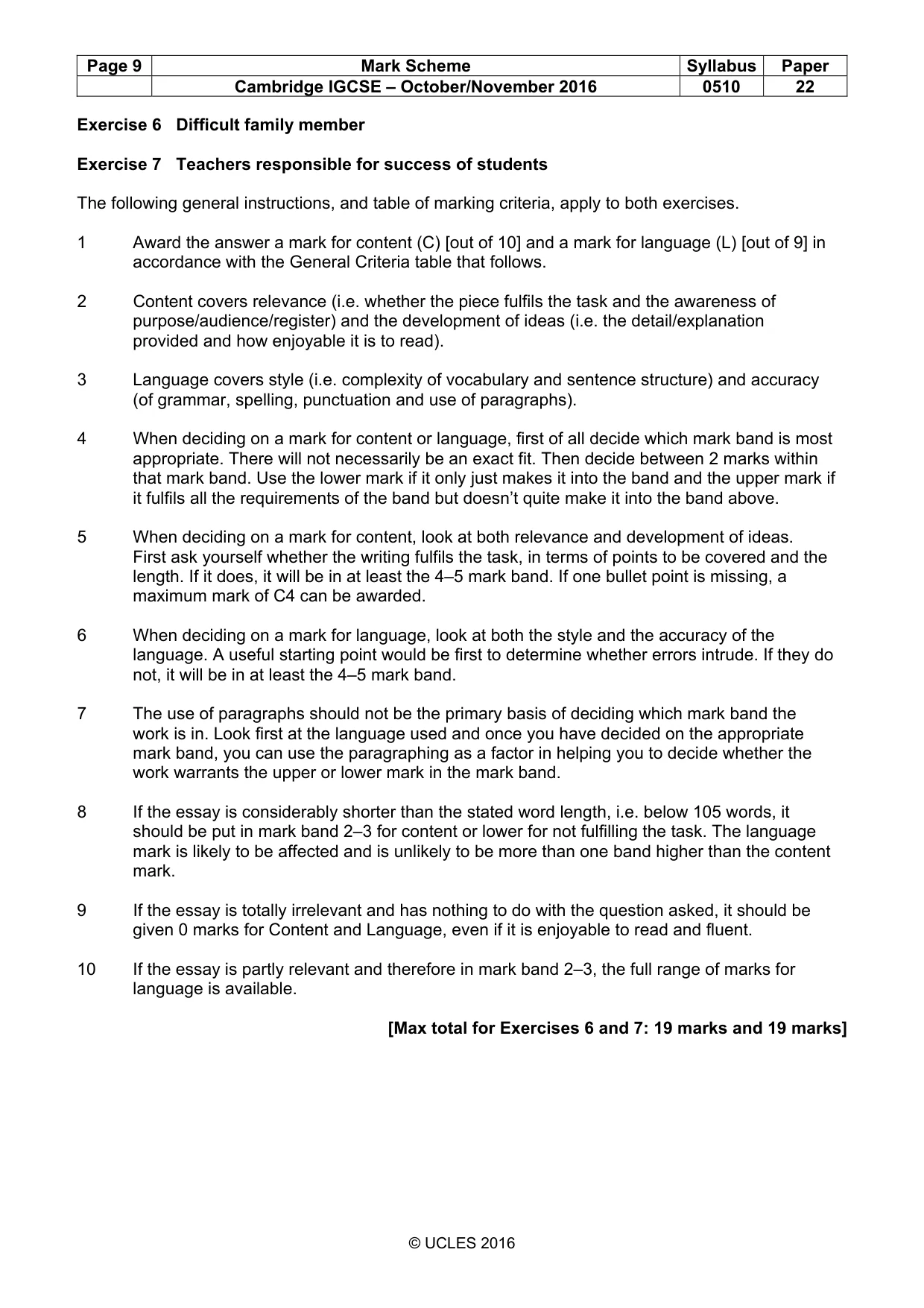 Mark scheme, page 9 of 11