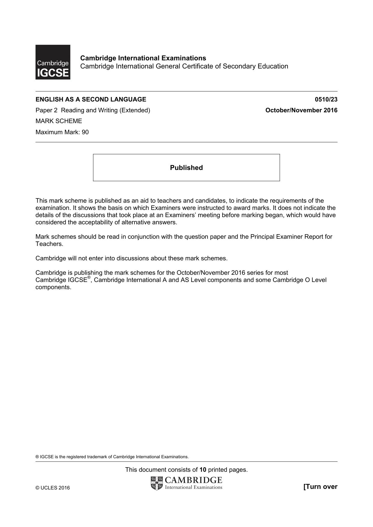 Mark scheme, page 1 of 10