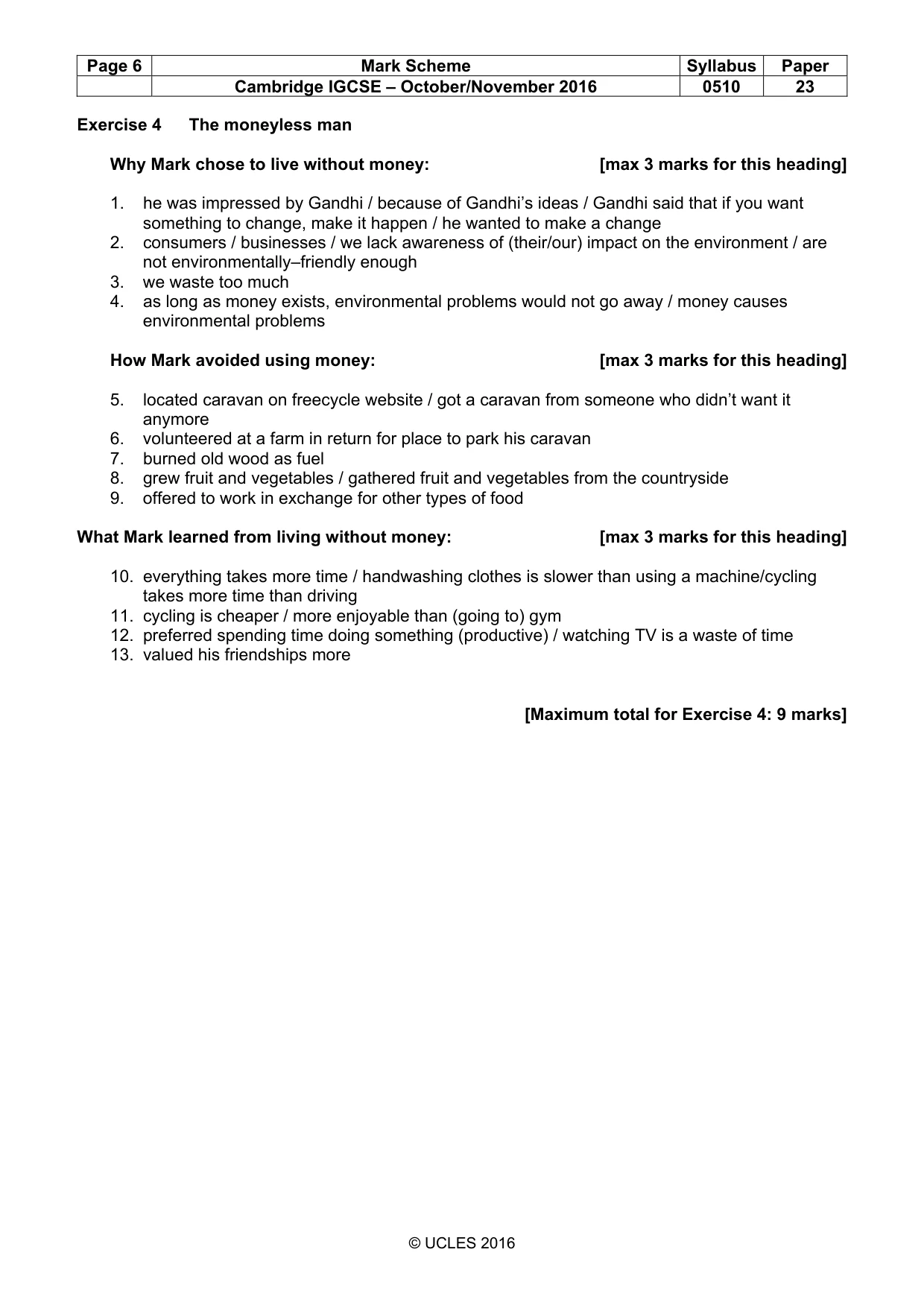 Mark scheme, page 6 of 10
