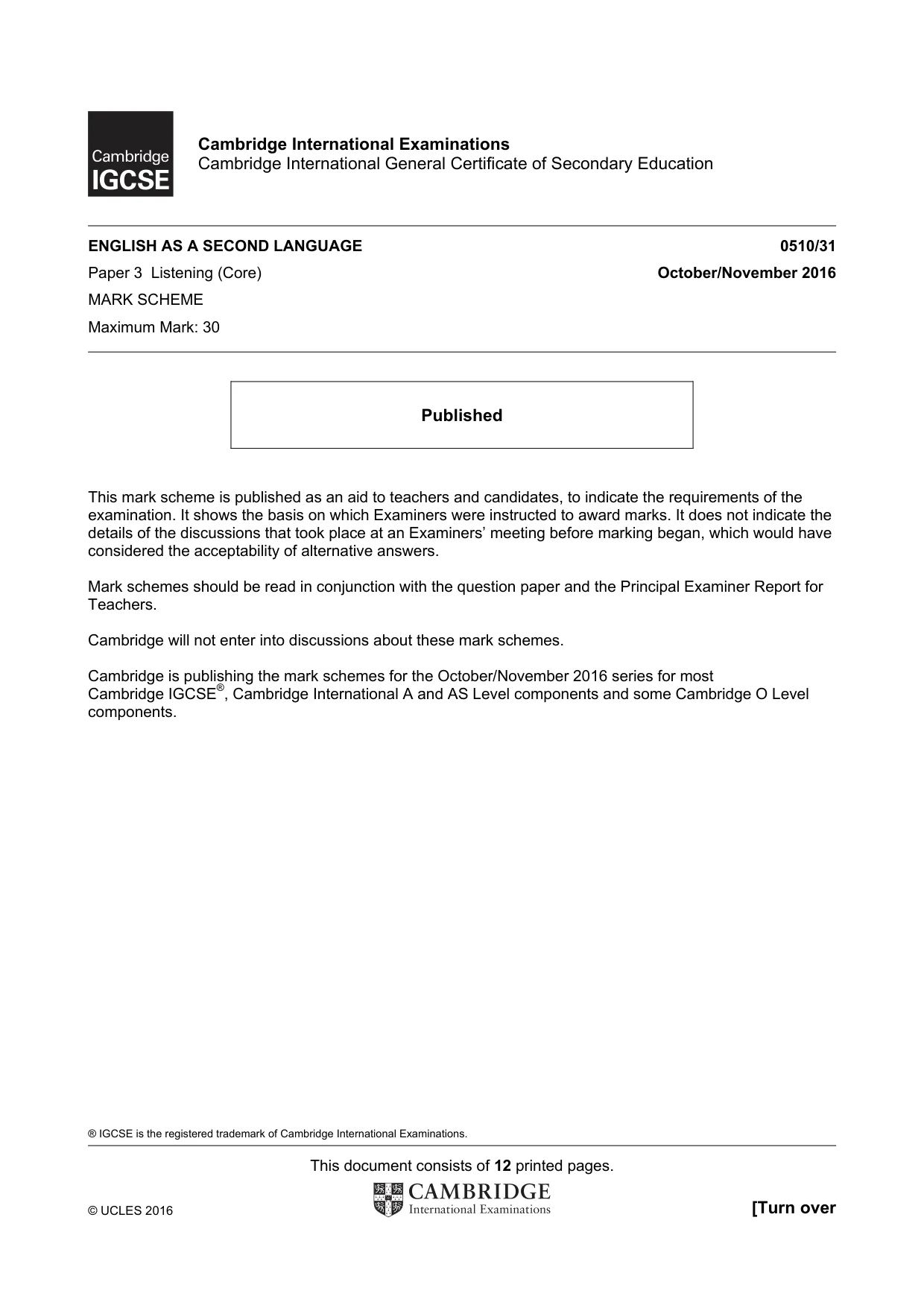 Mark scheme, page 1 of 12