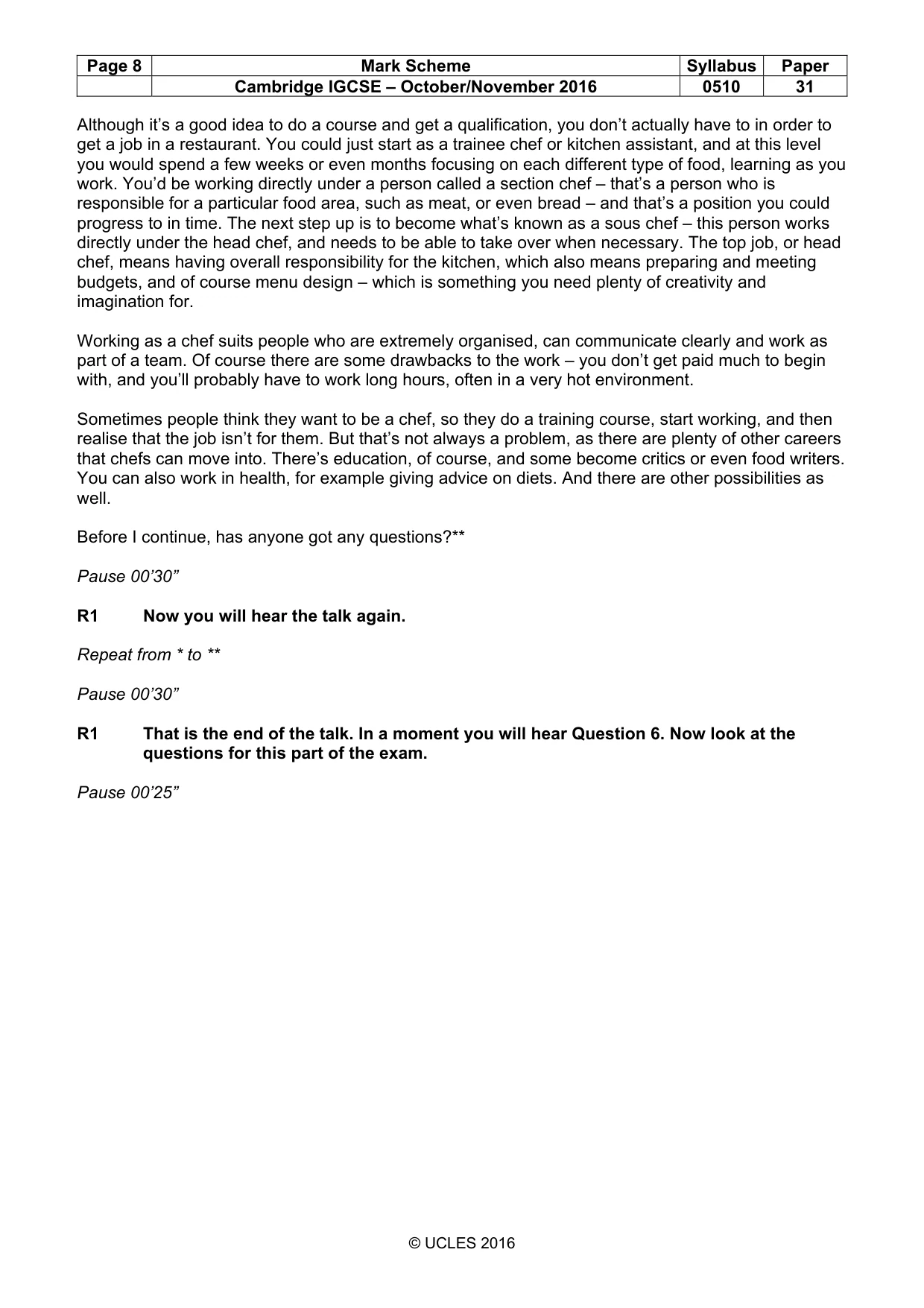 Mark scheme, page 8 of 12