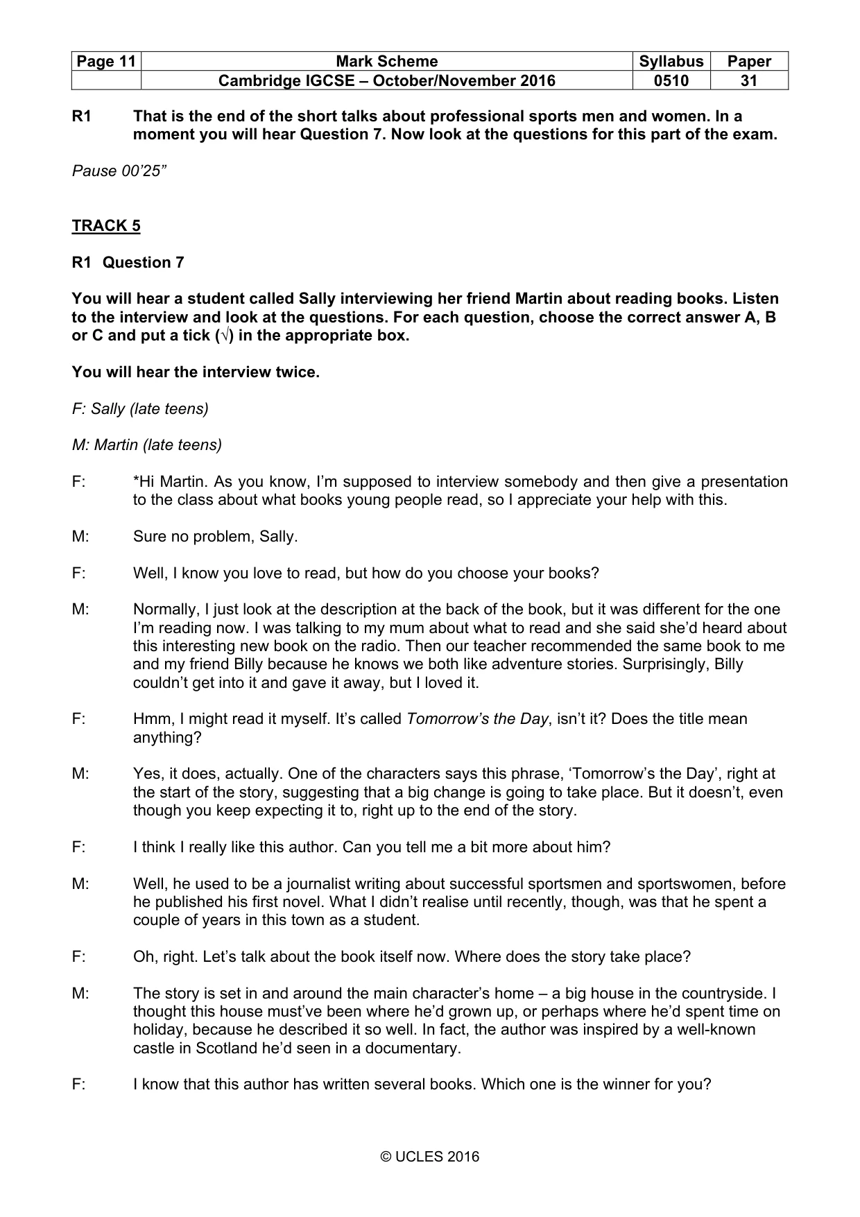 Mark scheme, page 11 of 12