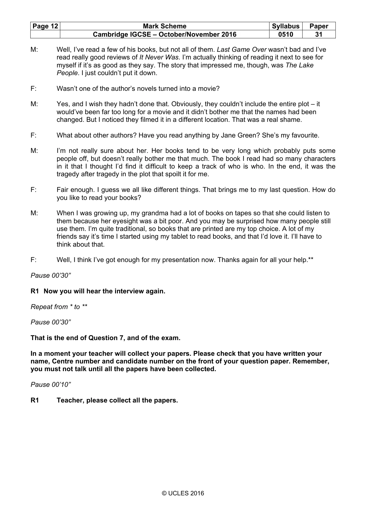 Mark scheme, page 12 of 12