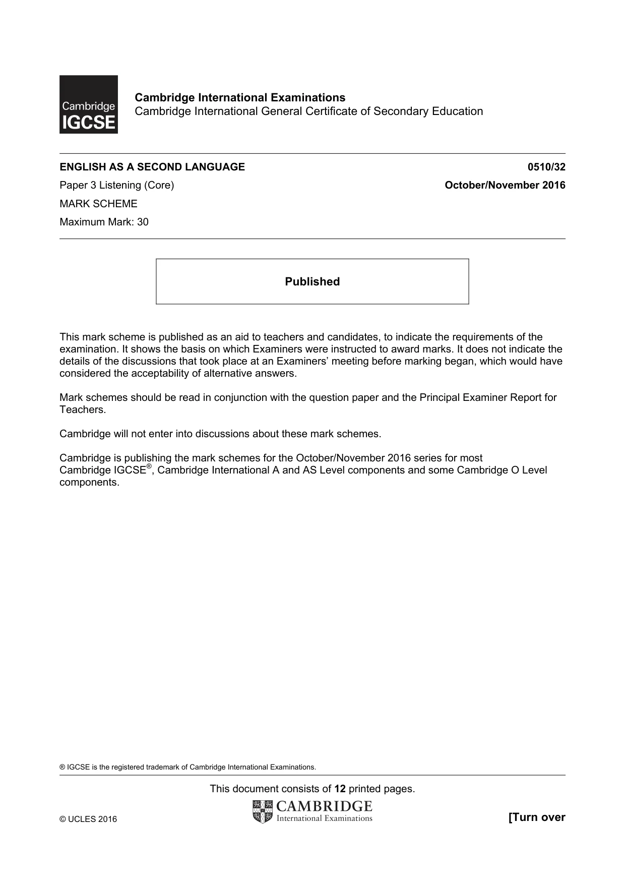 Mark scheme, page 1 of 12