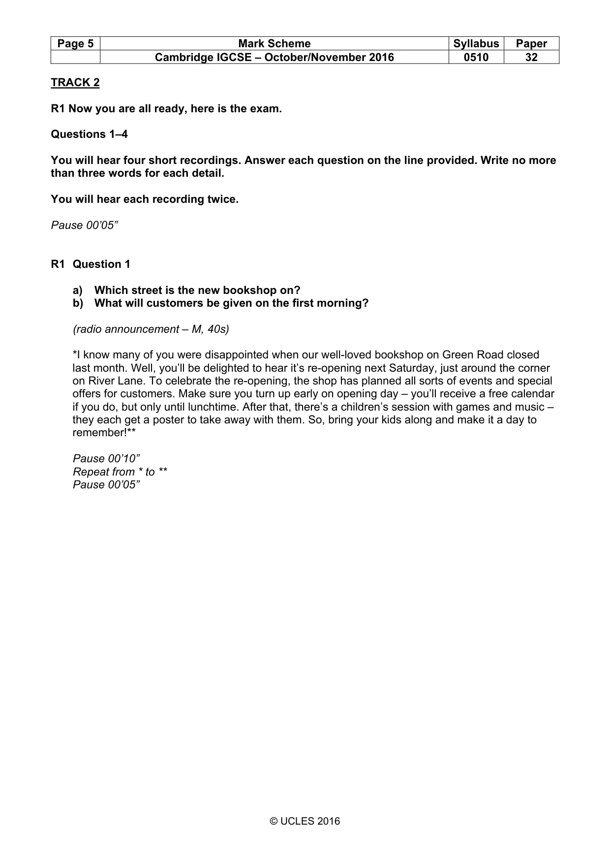 Mark scheme, page 5 of 12
