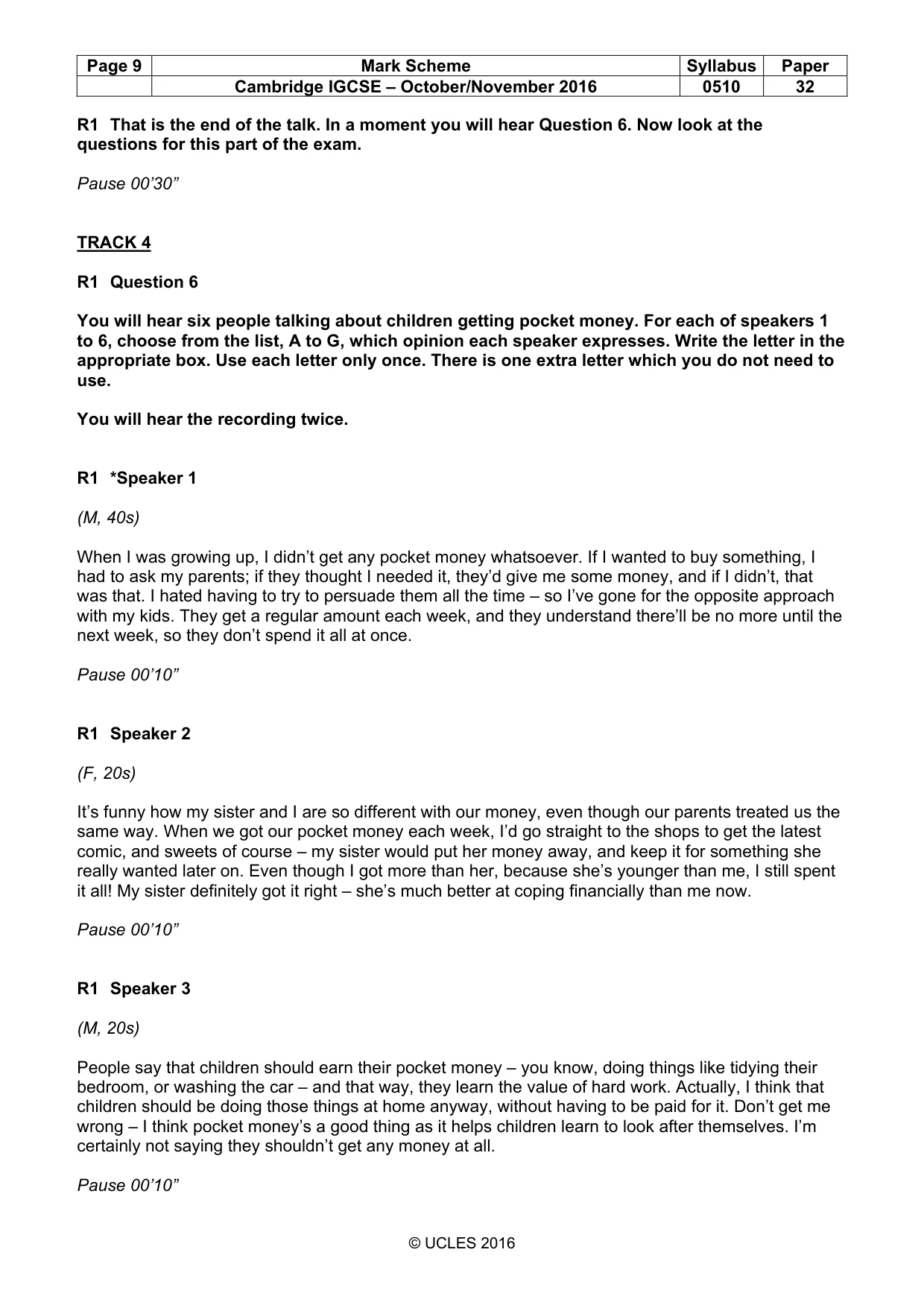 Mark scheme, page 9 of 12