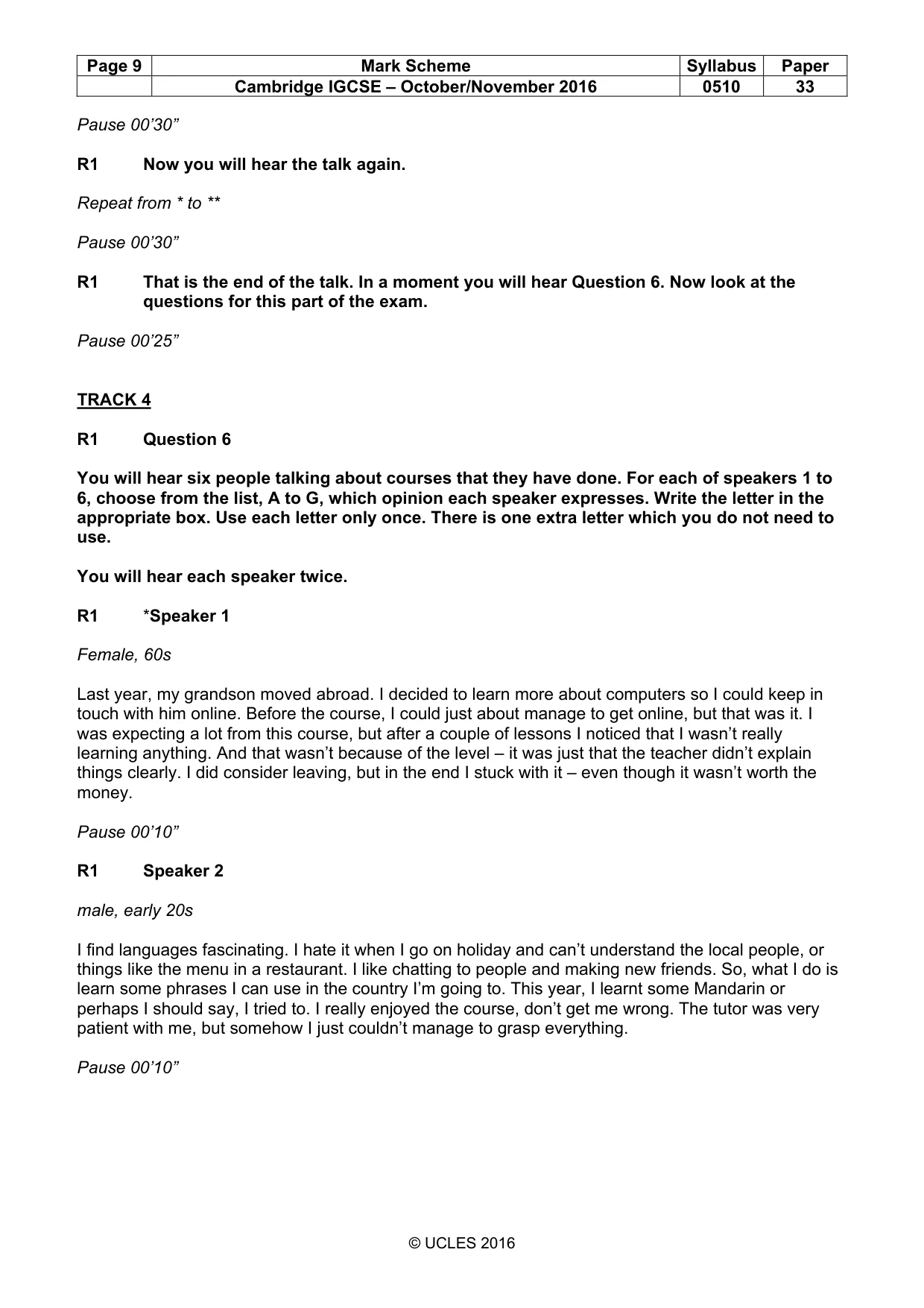 Mark scheme, page 9 of 12