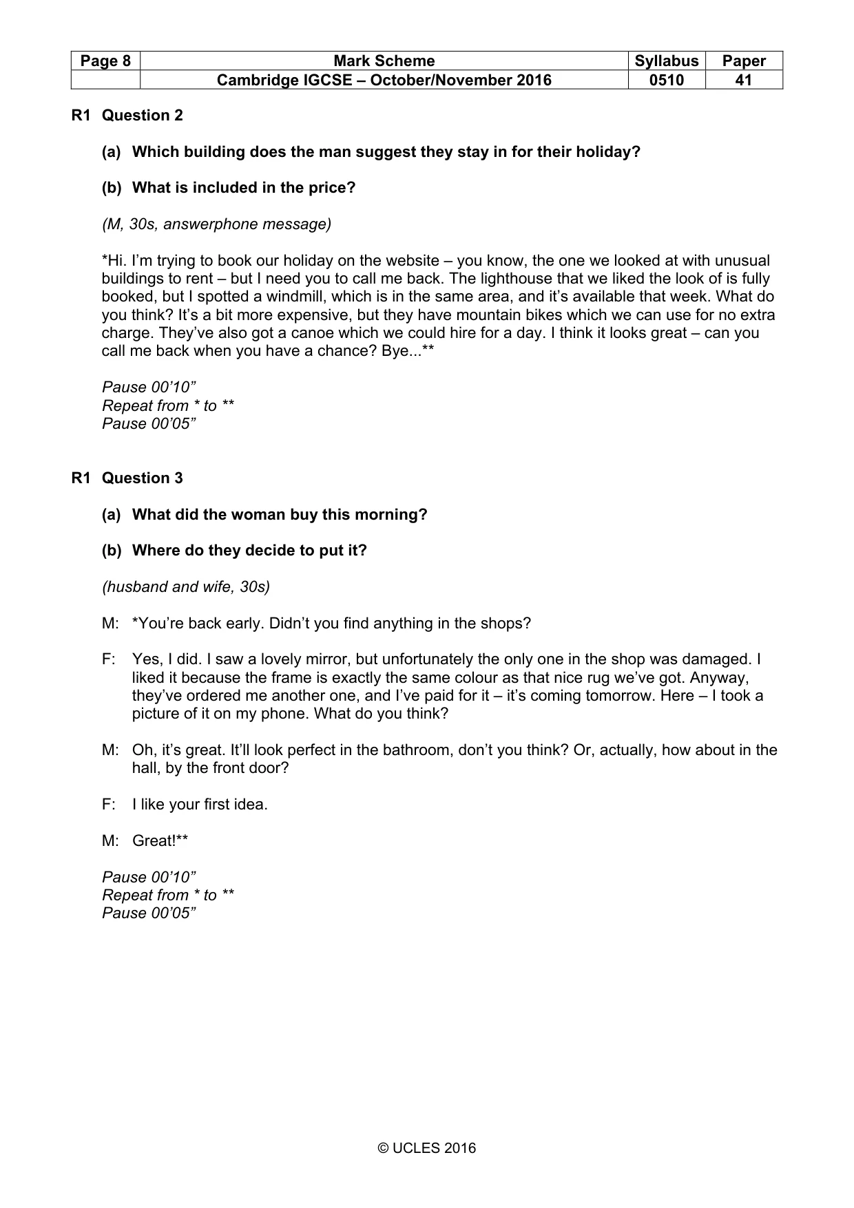 Mark scheme, page 8 of 18