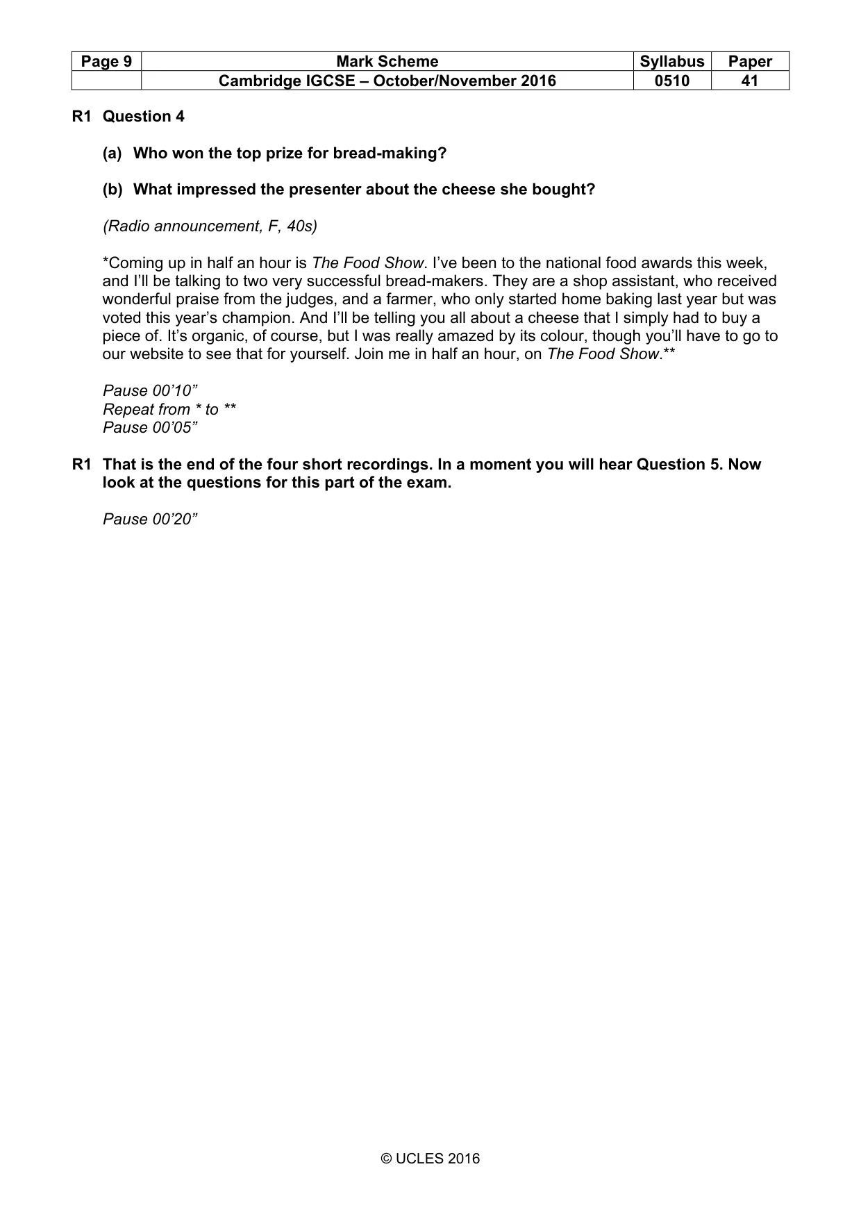 Mark scheme, page 9 of 18