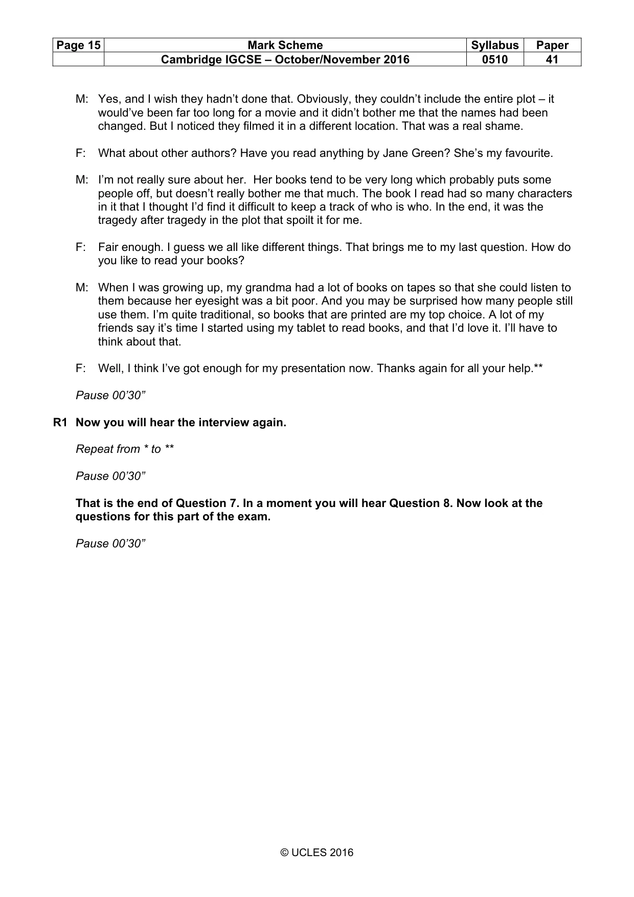 Mark scheme, page 15 of 18