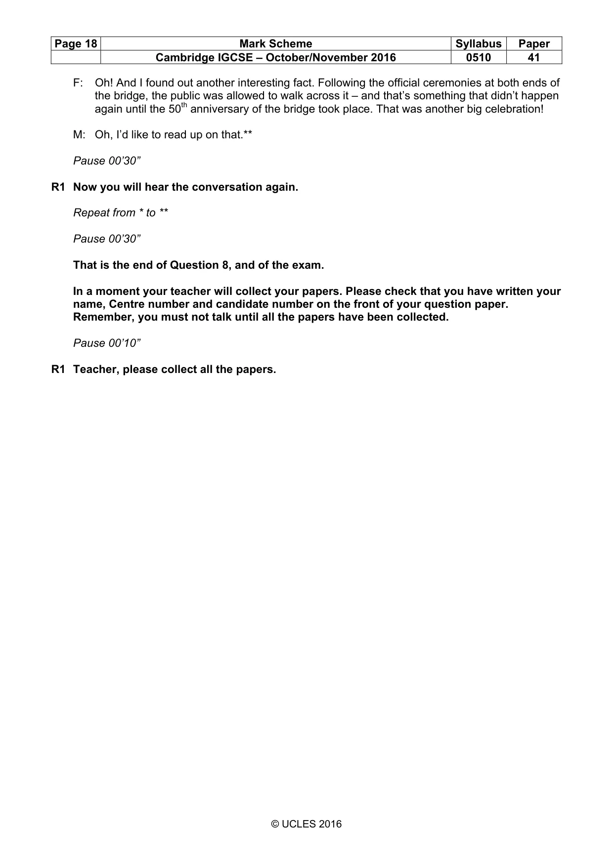 Mark scheme, page 18 of 18