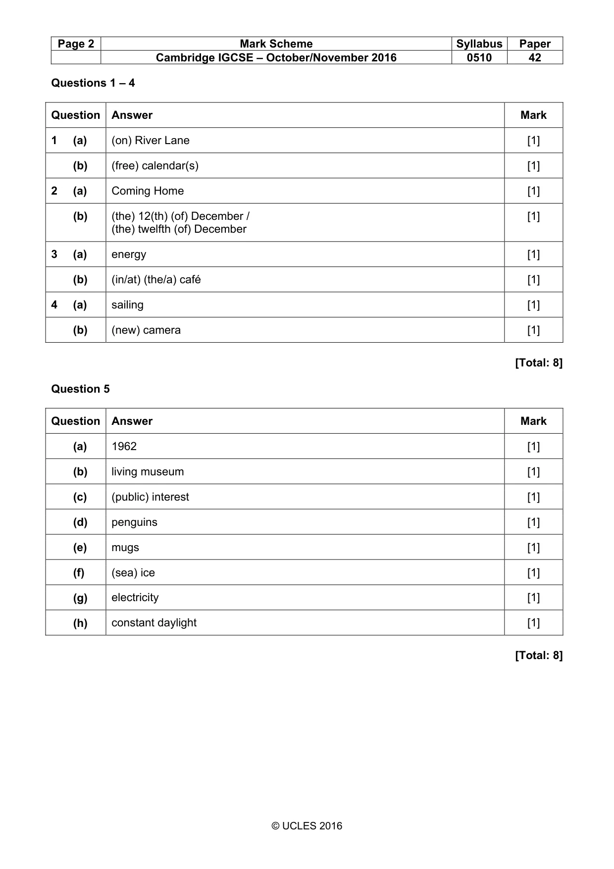 Mark scheme, page 2 of 16