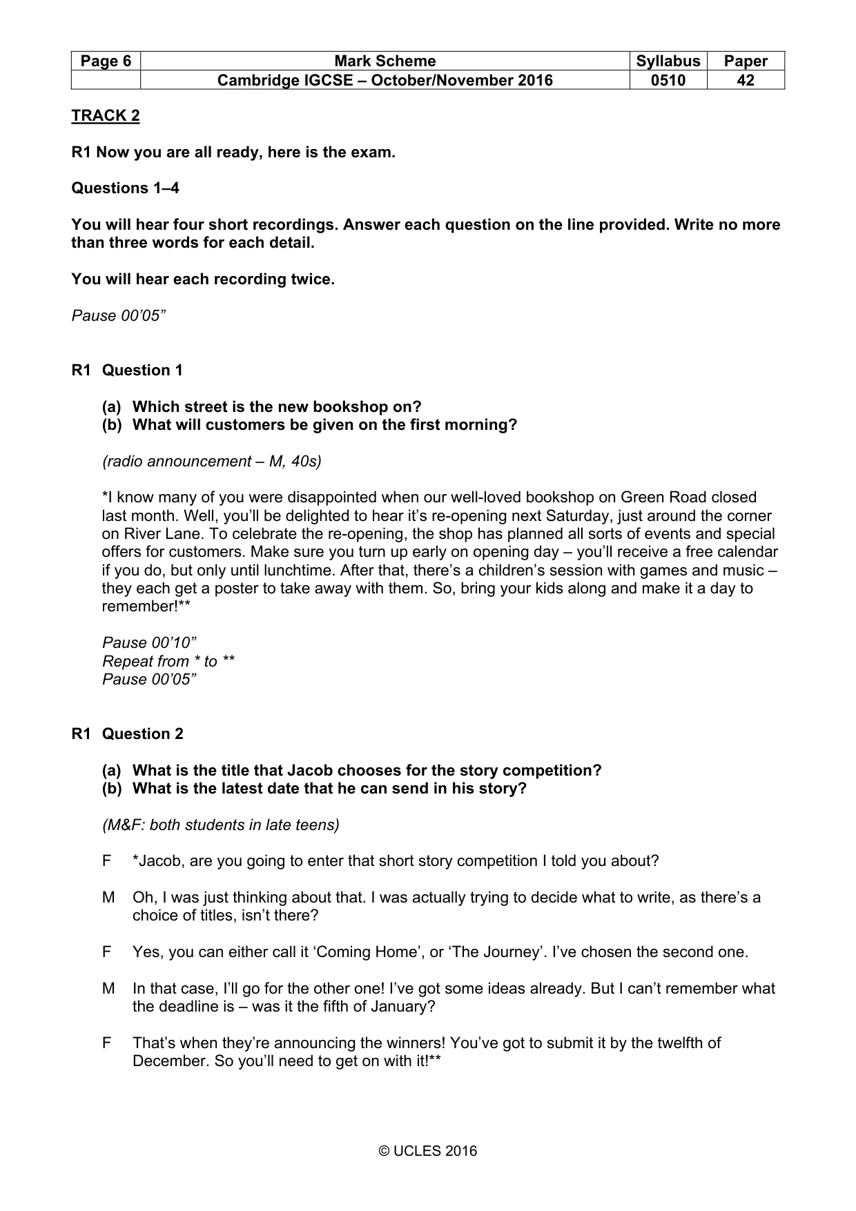 Mark scheme, page 6 of 16
