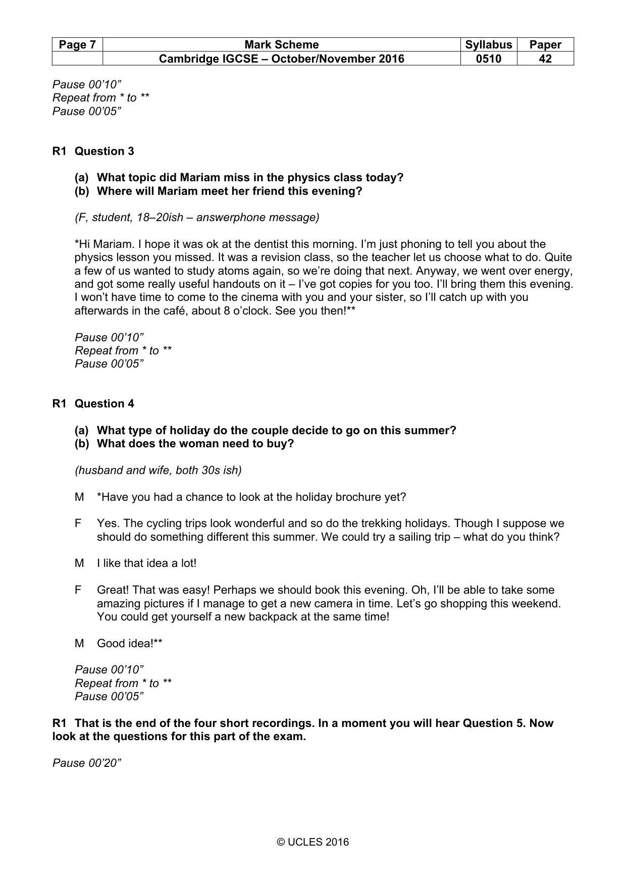 Mark scheme, page 7 of 16