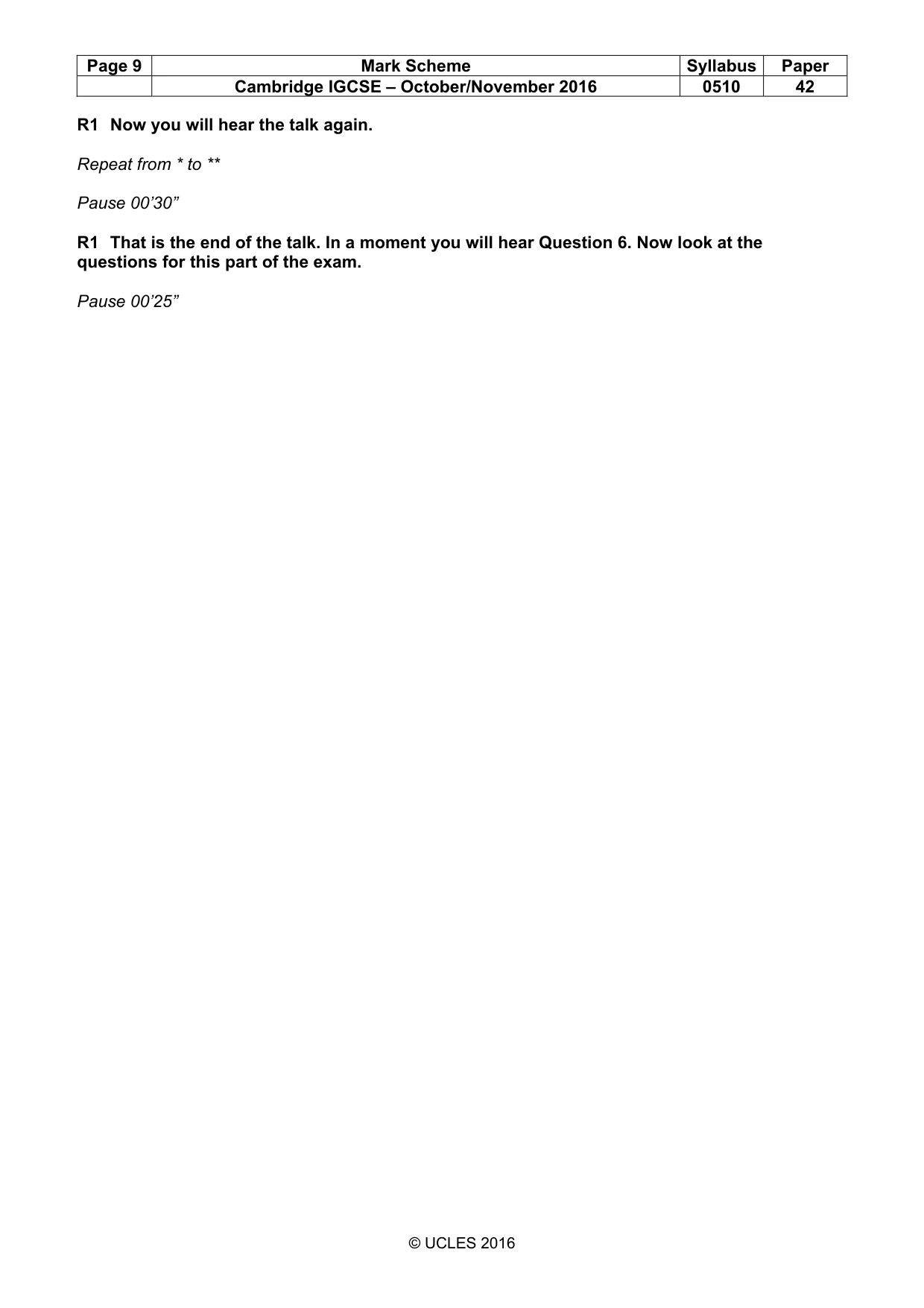 Mark scheme, page 9 of 16