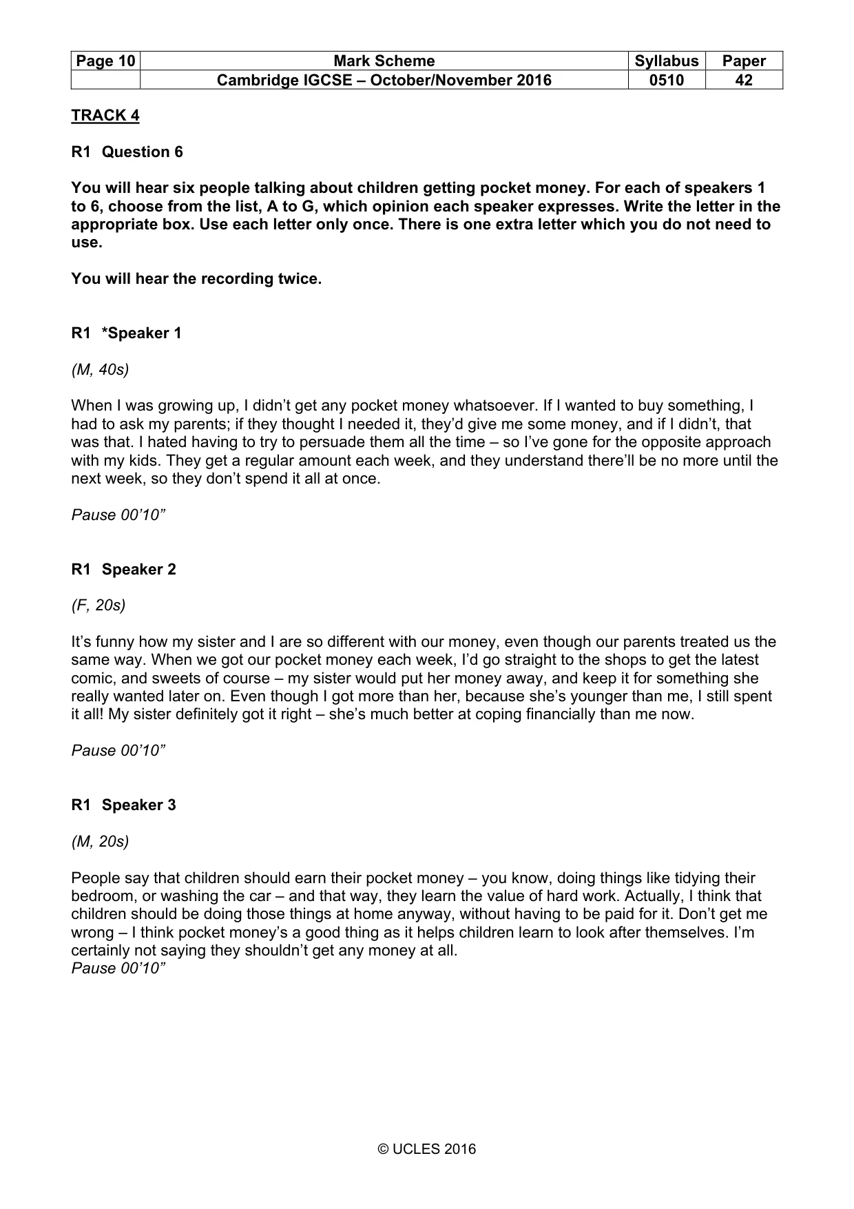 Mark scheme, page 10 of 16