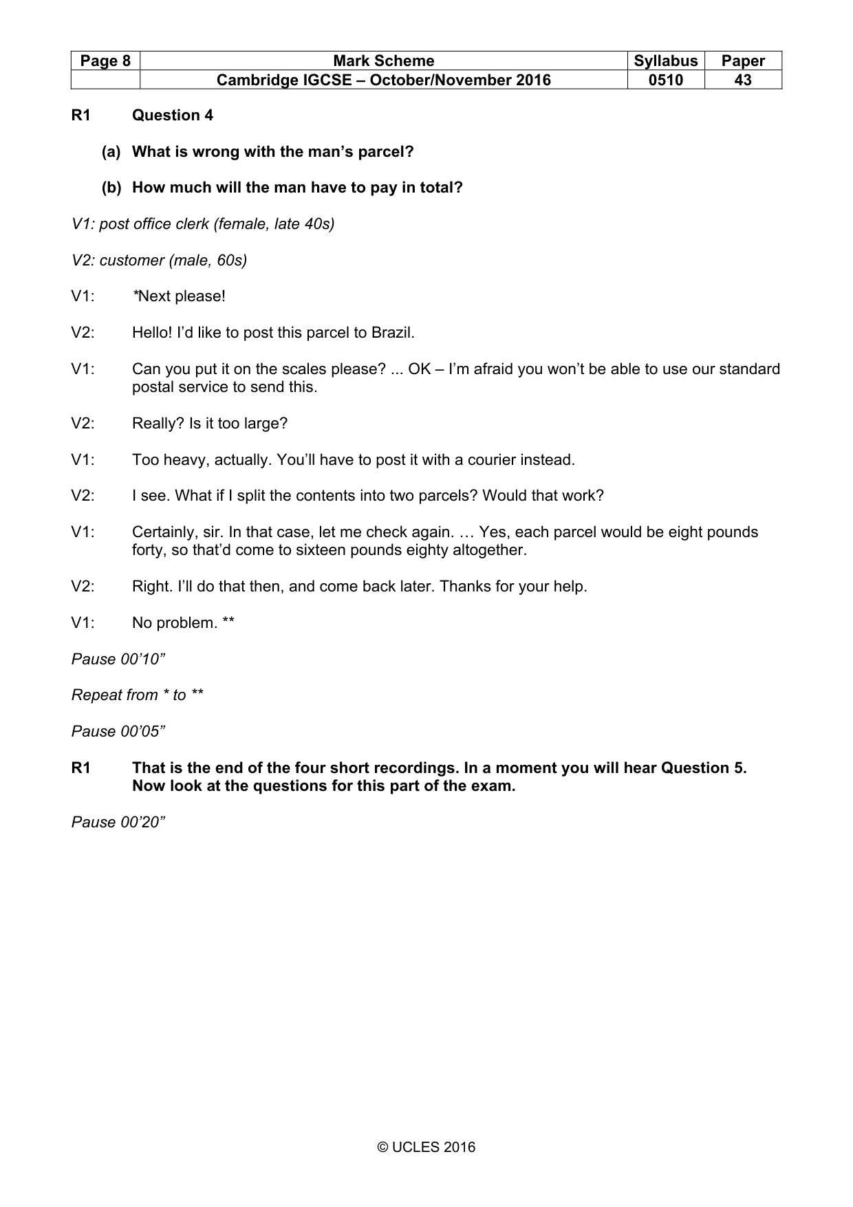 Mark scheme, page 8 of 16