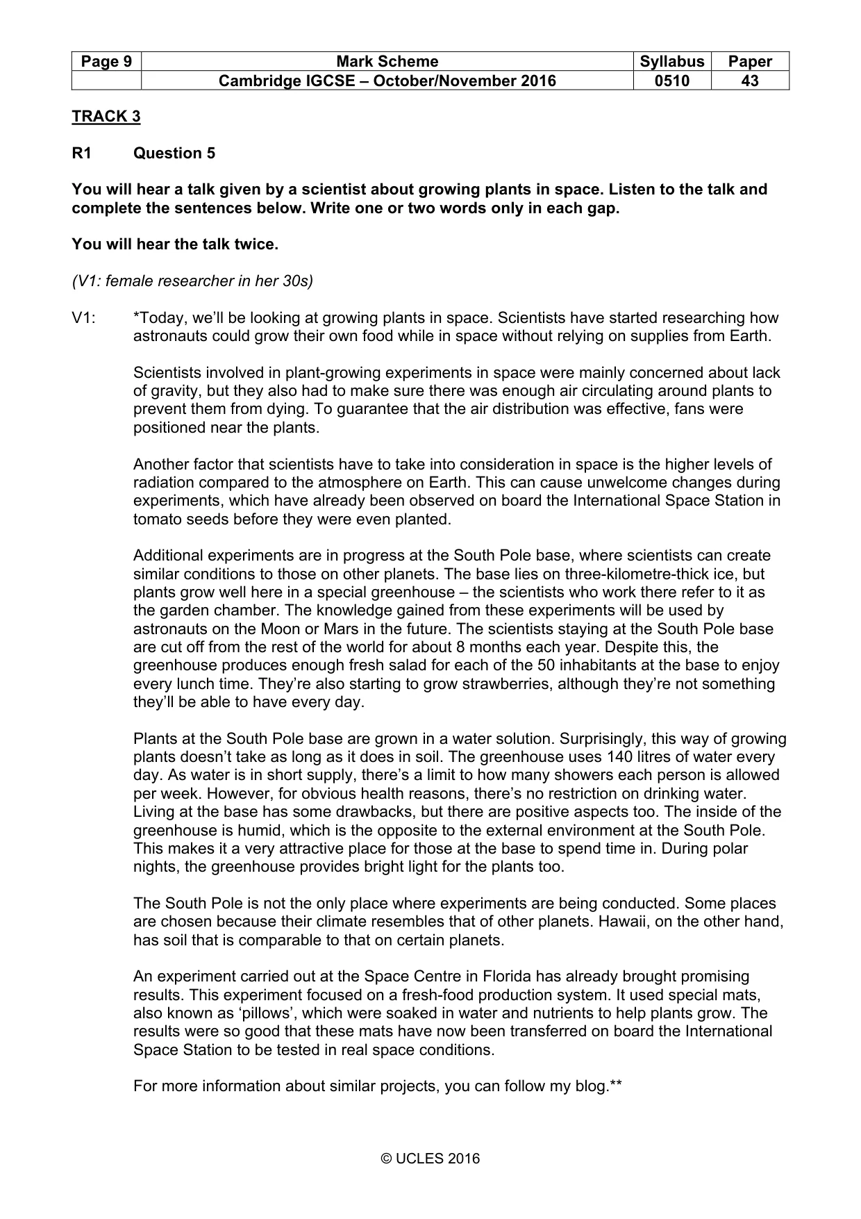 Mark scheme, page 9 of 16