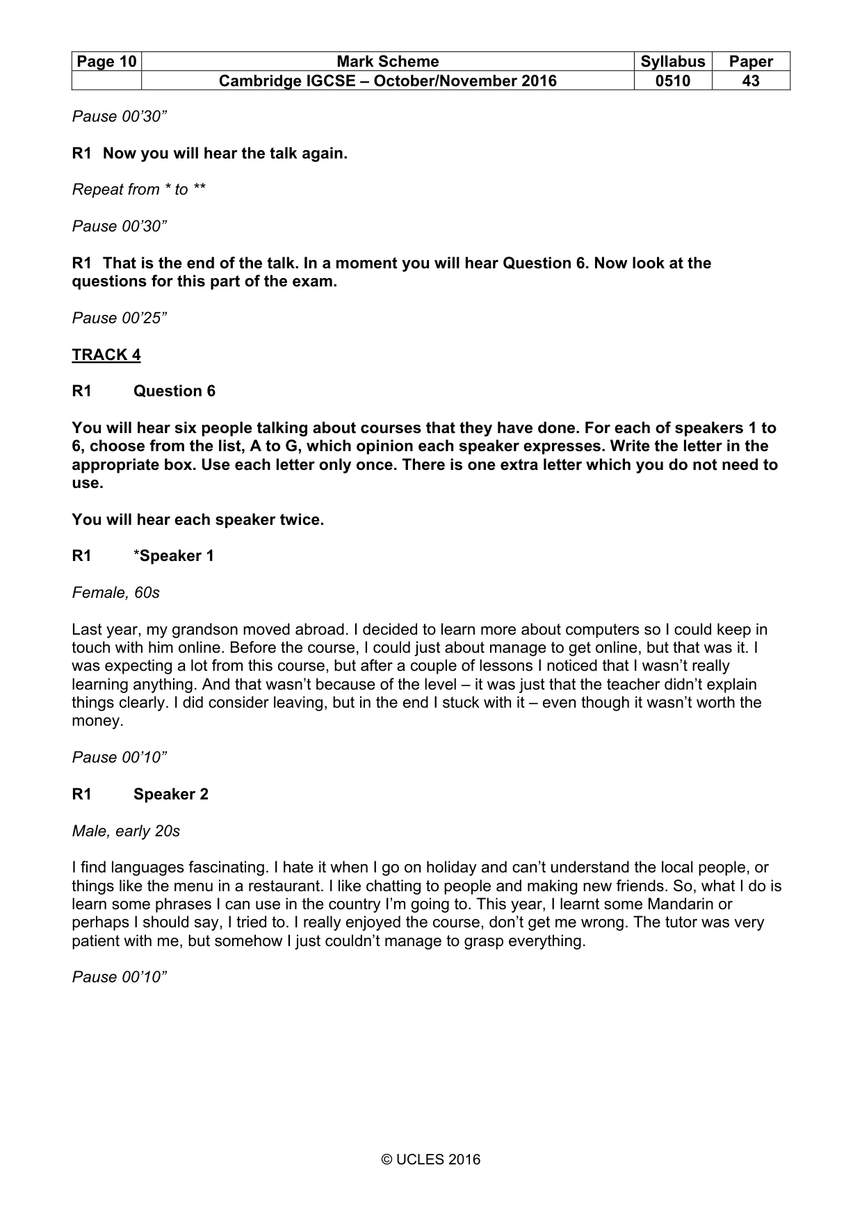 Mark scheme, page 10 of 16