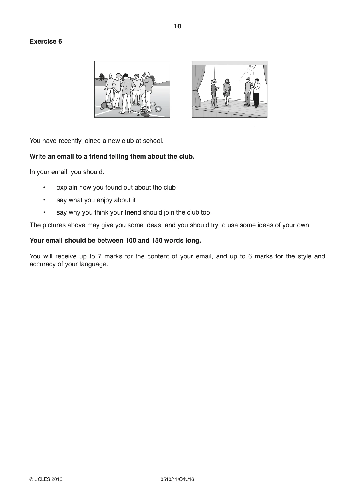 Cambridge IGCSE English - Second Language (oral endorsement) 0510 2016 Oct/Nov Paper 1 · Variant 1 question paper, page 10 of 16