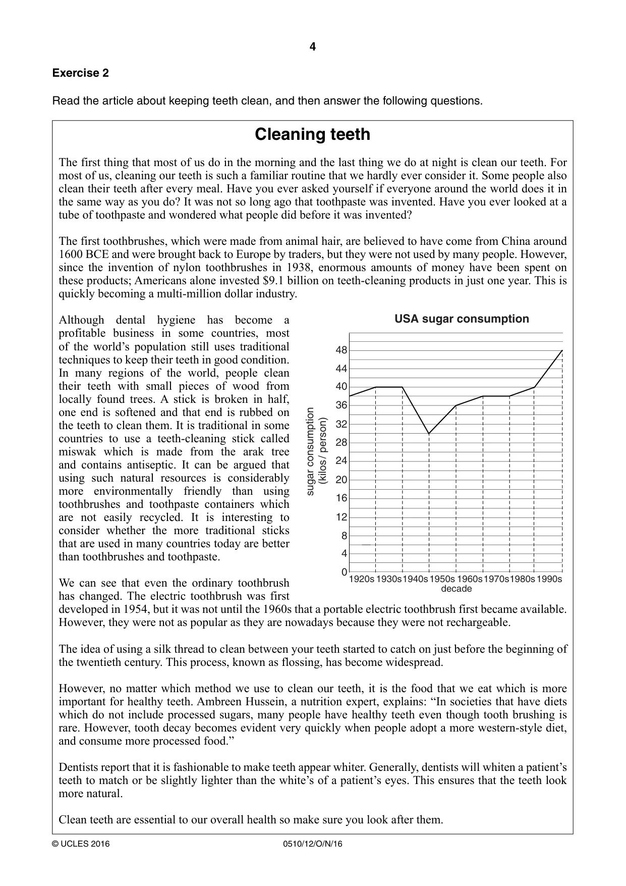 Cambridge IGCSE English - Second Language (oral endorsement) 0510 2016 Oct/Nov Paper 1 · Variant 2 question paper, page 4 of 16