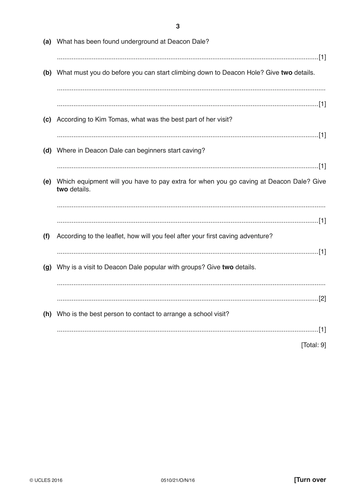 Cambridge IGCSE English - Second Language (oral endorsement) 0510 2016 Oct/Nov Paper 2 · Variant 1 question paper, page 3 of 16