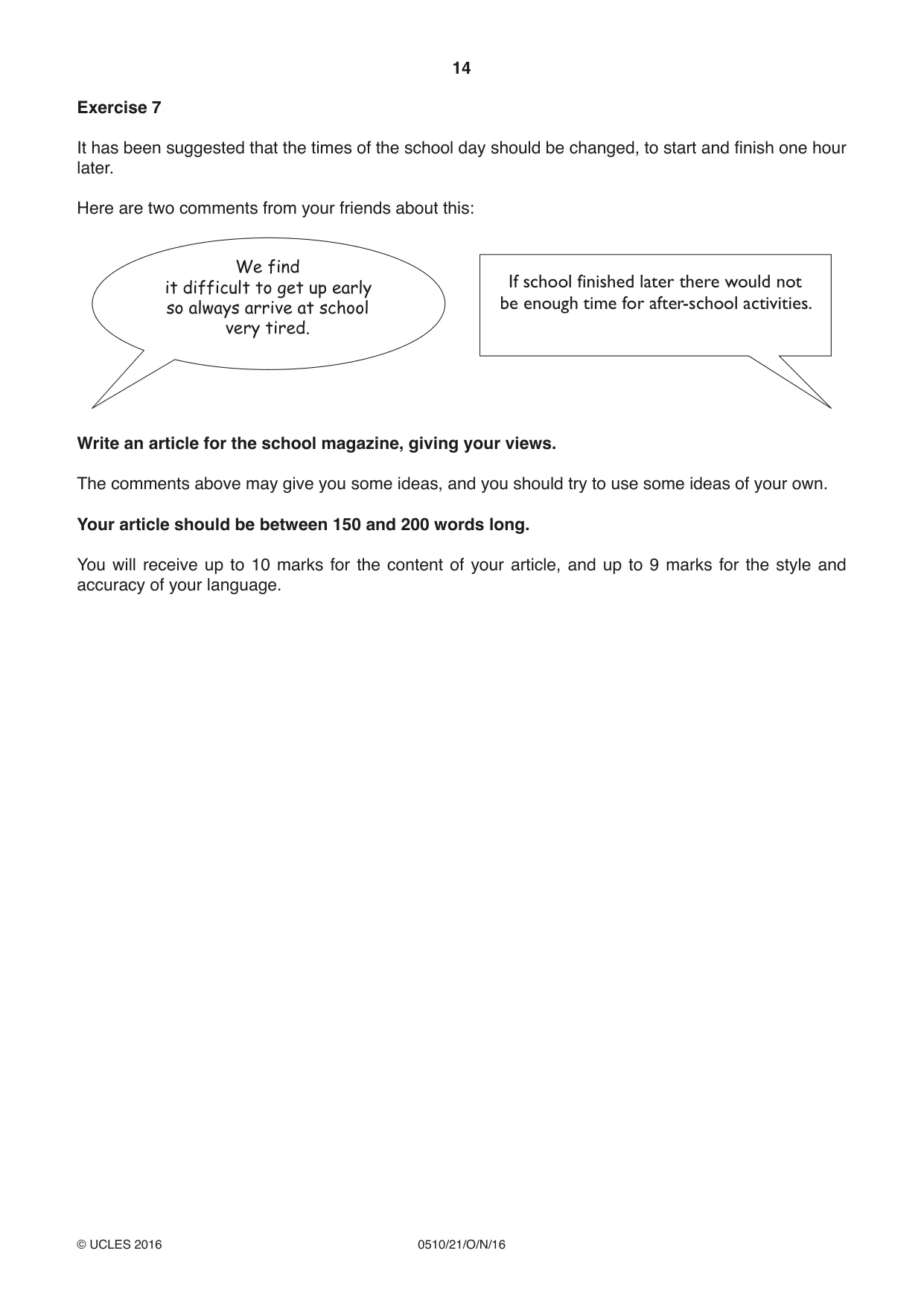 Cambridge IGCSE English - Second Language (oral endorsement) 0510 2016 Oct/Nov Paper 2 · Variant 1 question paper, page 14 of 16