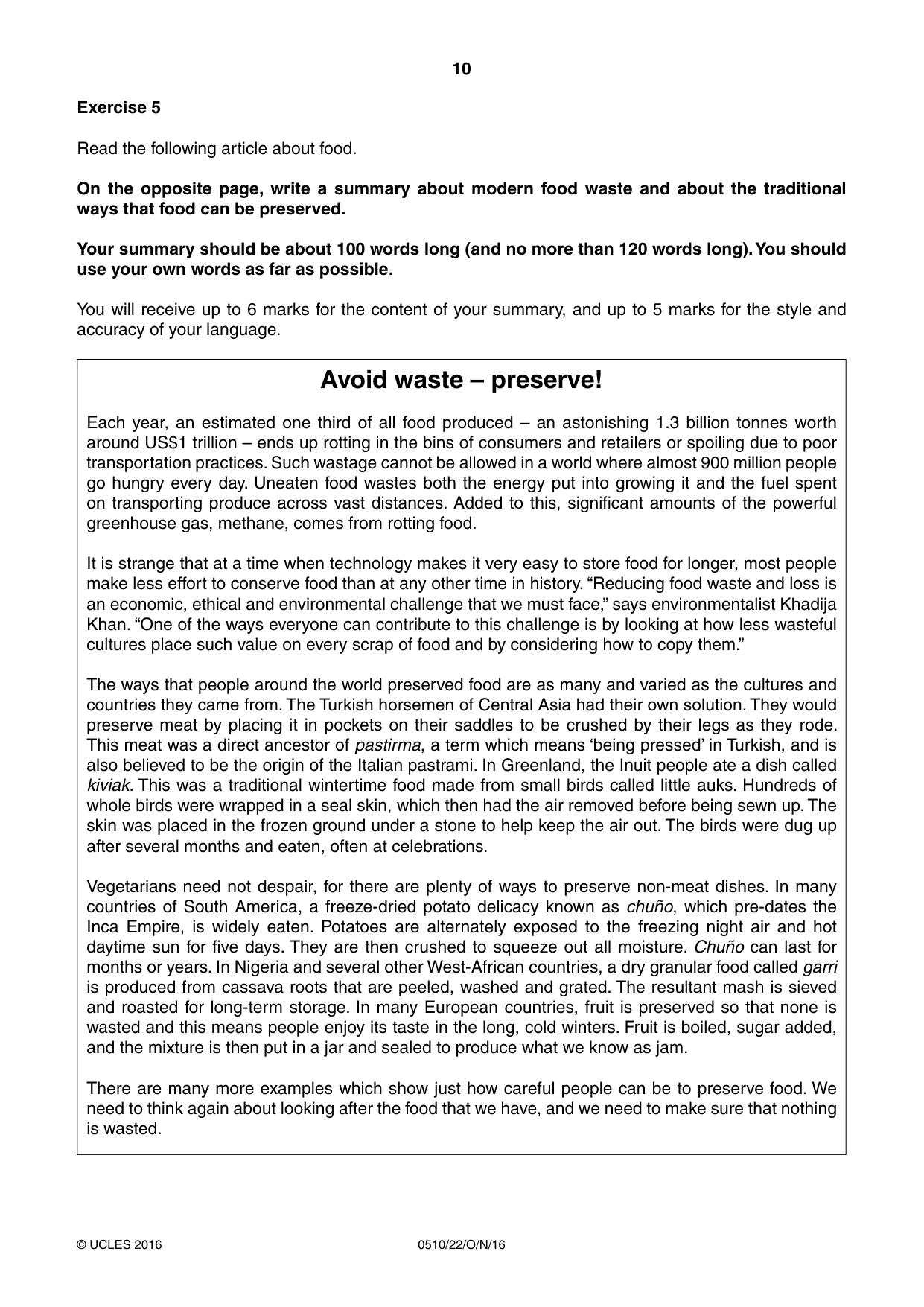 Cambridge IGCSE English - Second Language (oral endorsement) 0510 2016 Oct/Nov Paper 2 · Variant 2 question paper, page 10 of 16