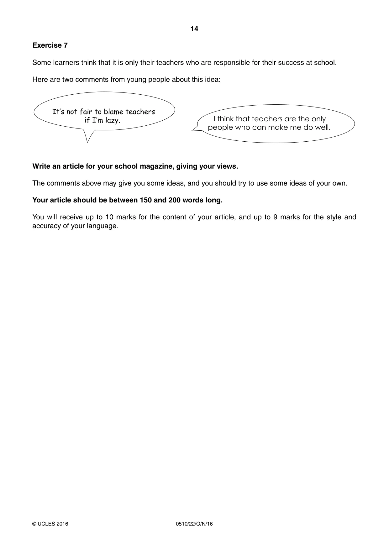 Cambridge IGCSE English - Second Language (oral endorsement) 0510 2016 Oct/Nov Paper 2 · Variant 2 question paper, page 14 of 16
