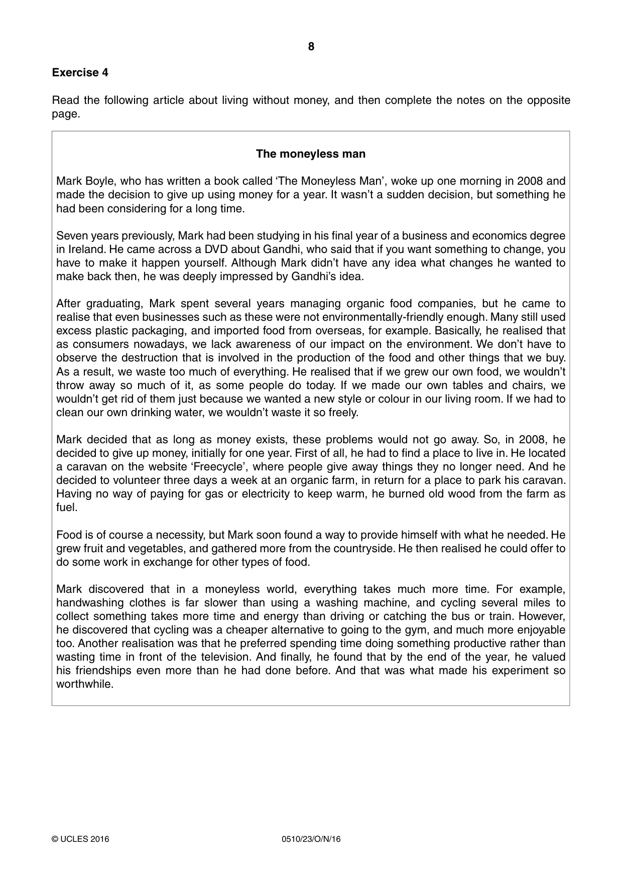 Cambridge IGCSE English - Second Language (oral endorsement) 0510 2016 Oct/Nov Paper 2 · Variant 3 question paper, page 8 of 16